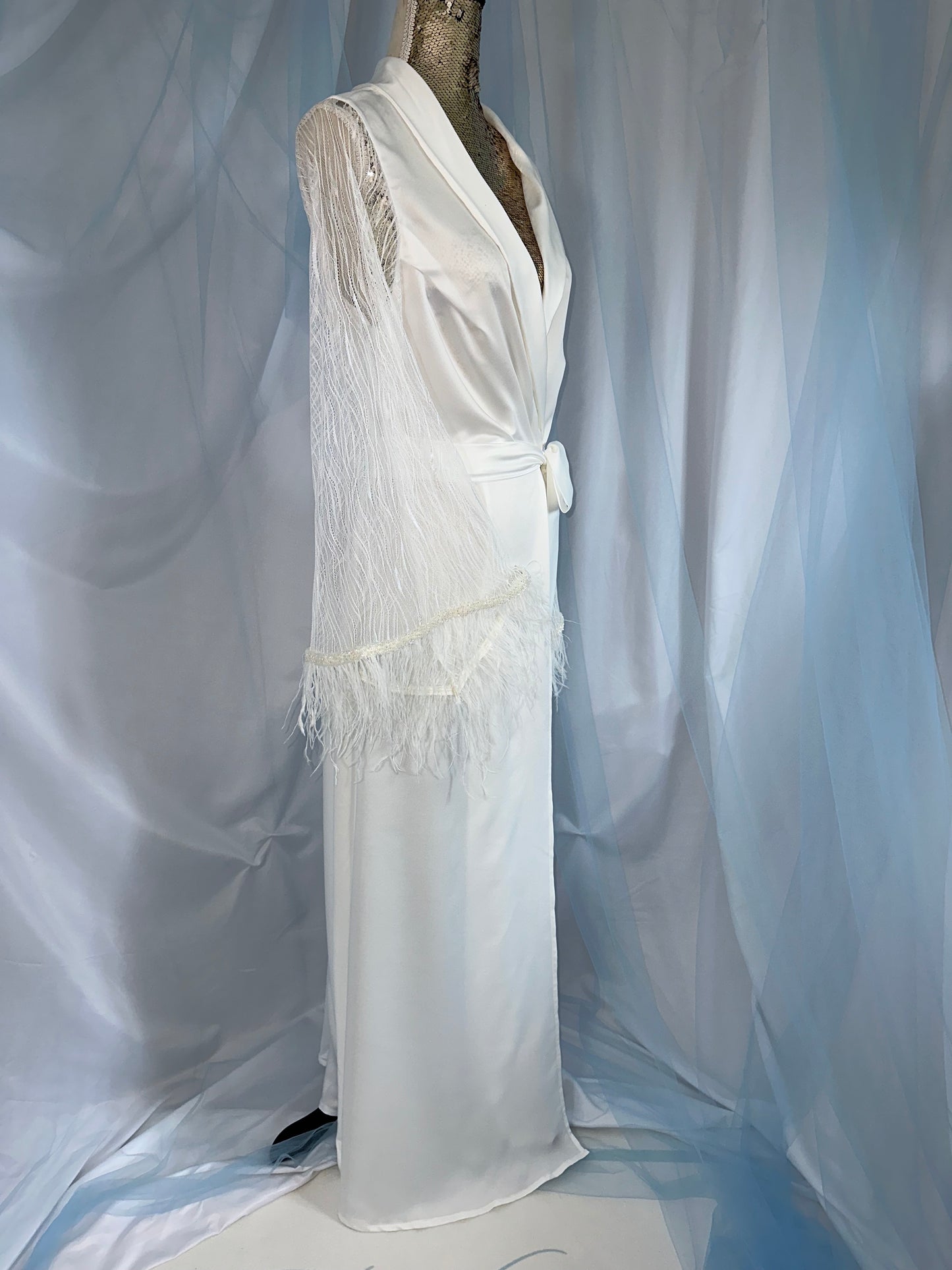 Cotton blend Tulle & Ostrich Gown