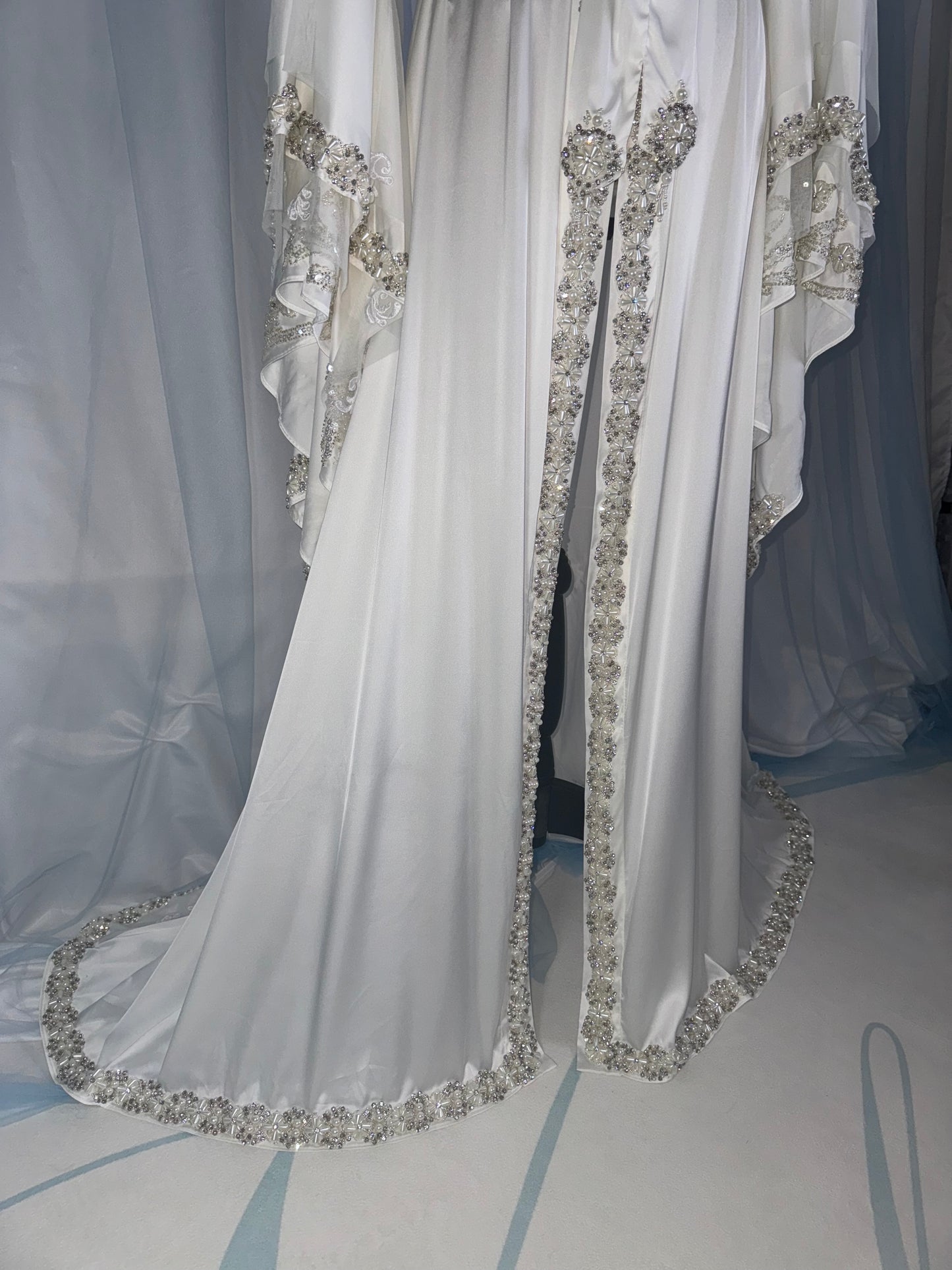 Hand Beaded Pearl & Sparkle Trim Gown