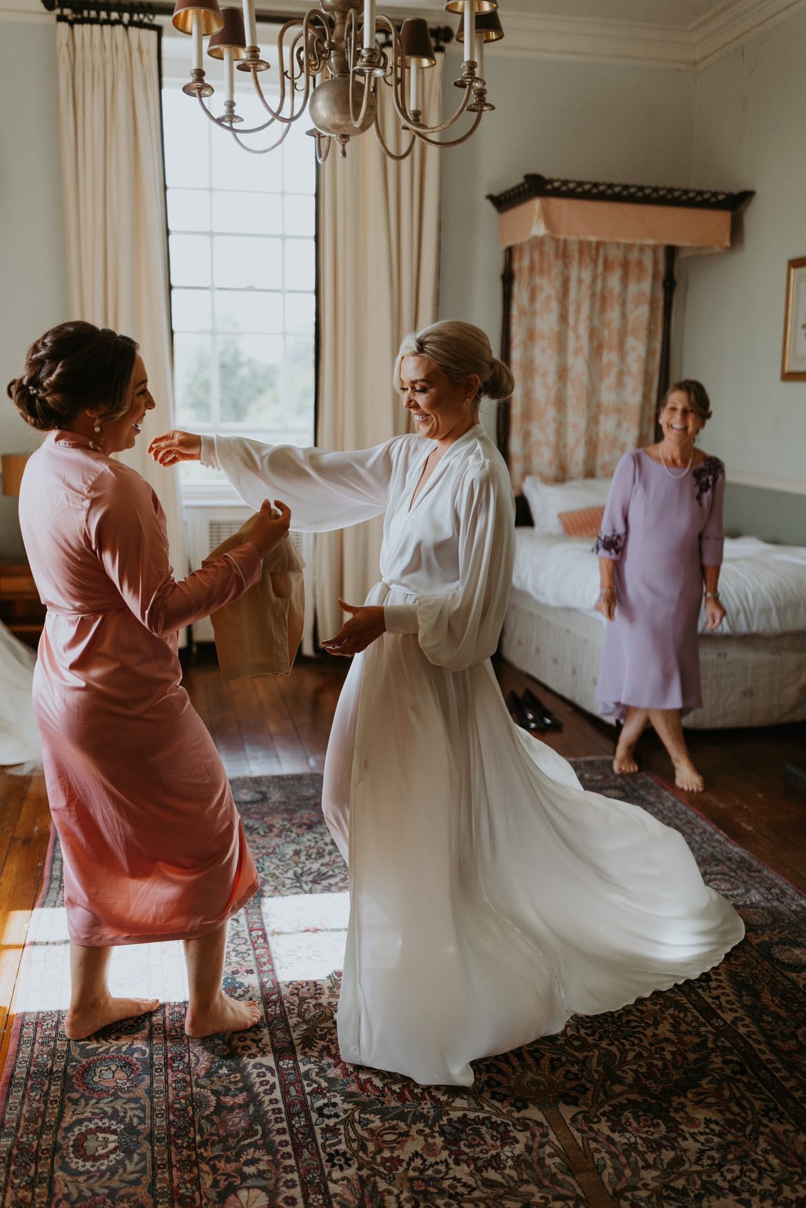 Blush Pink Robe & Ivory Trim