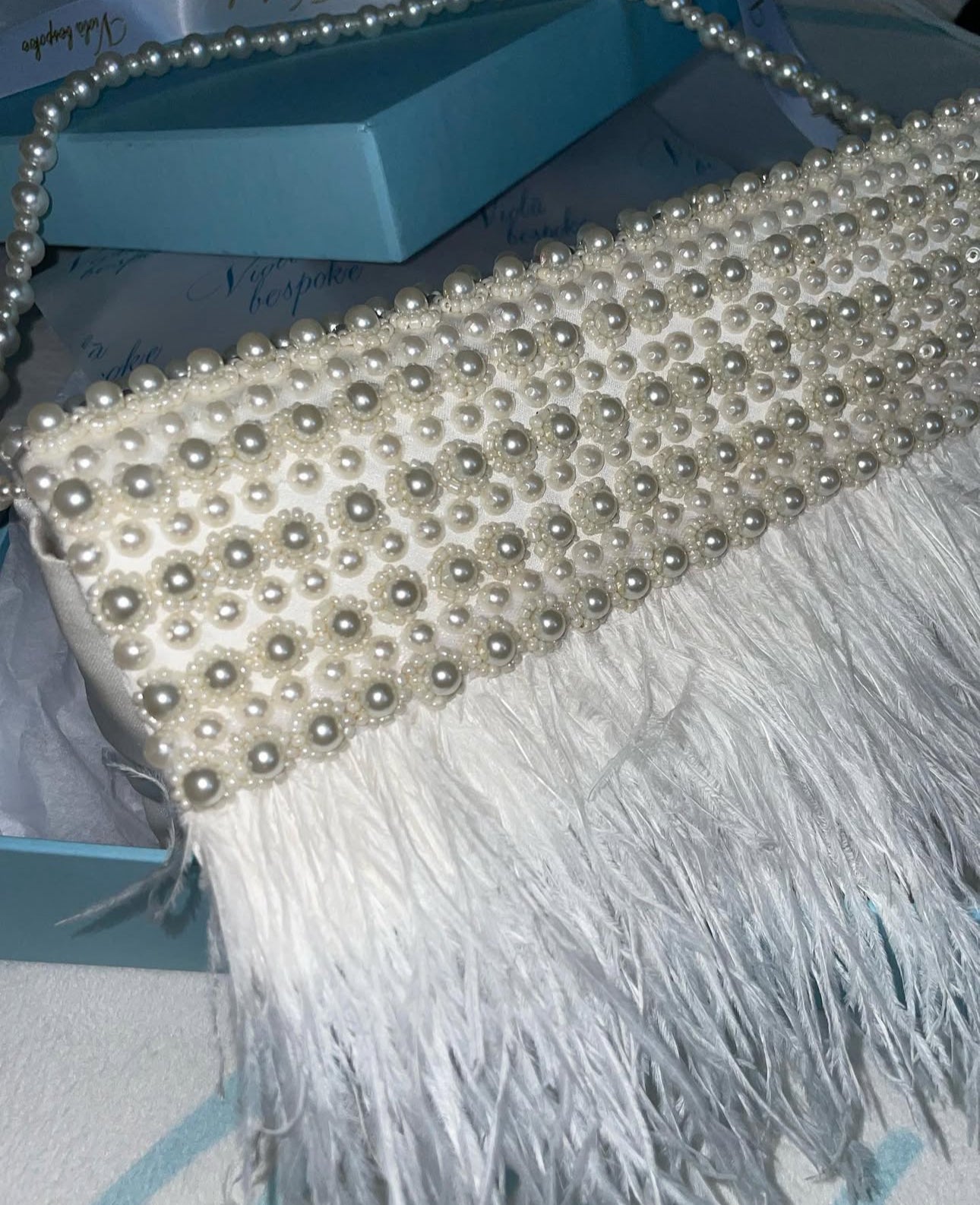 Ivory Jimmy Hand beaded pearl bag