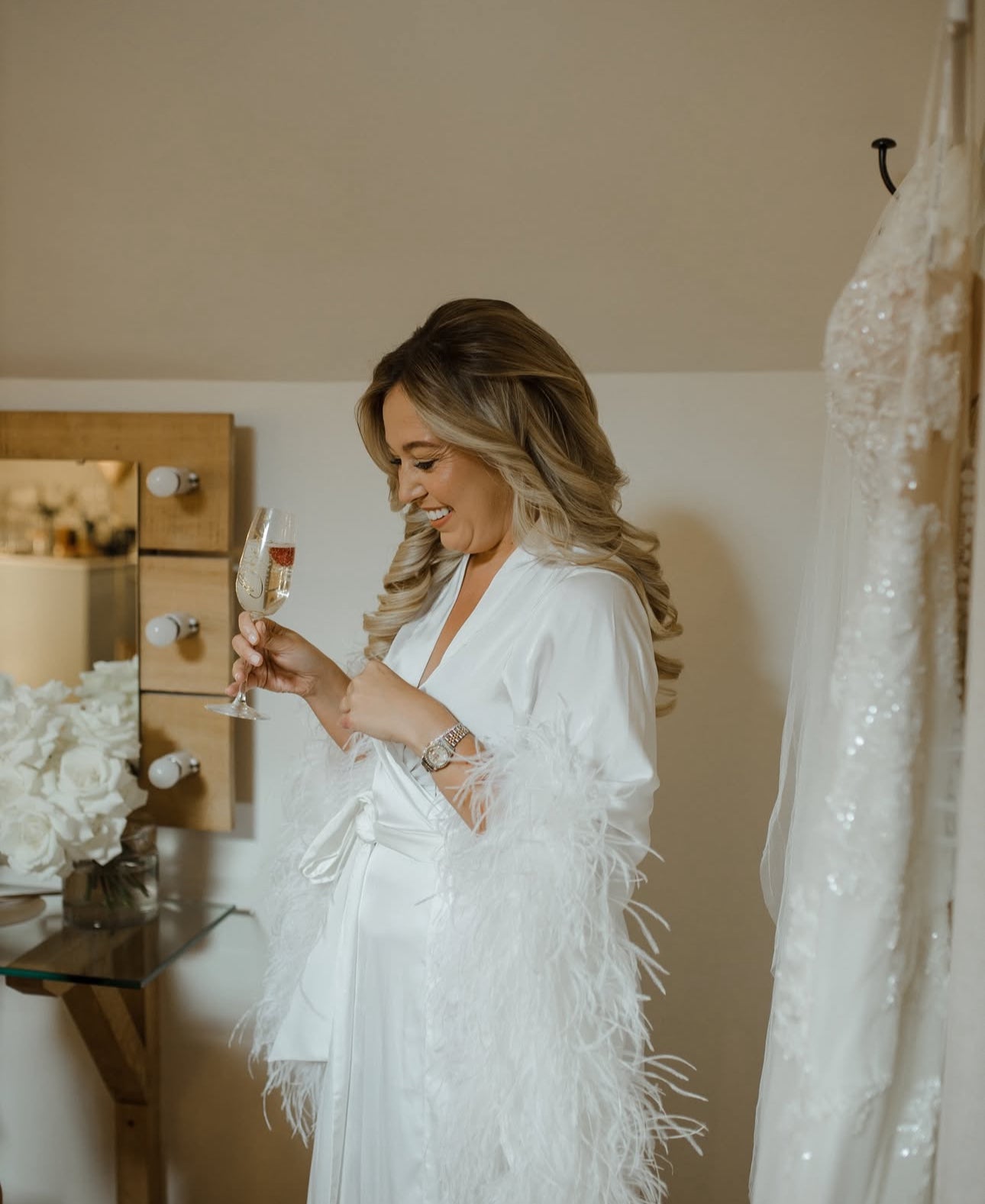 Ostrich Feather Silk Gown