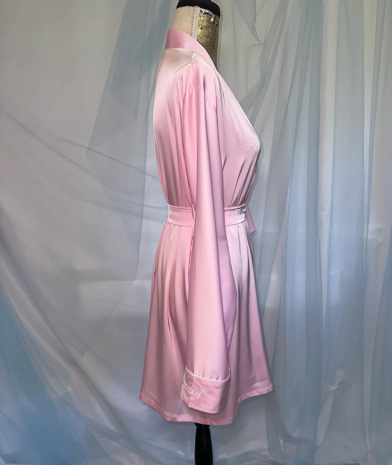 Pink Robe & Ivory Trim