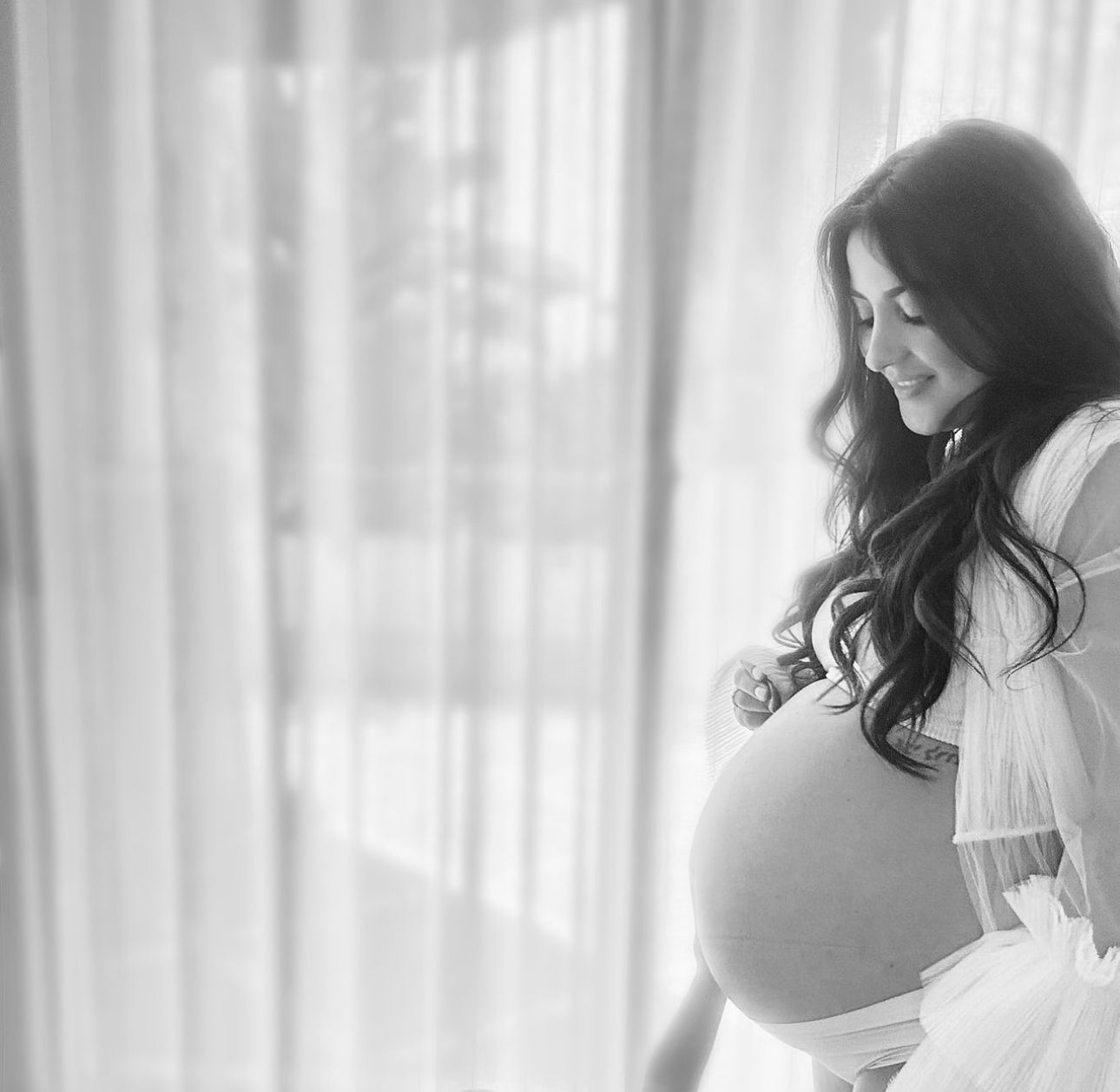 Maternity Nude Tulle Gown
