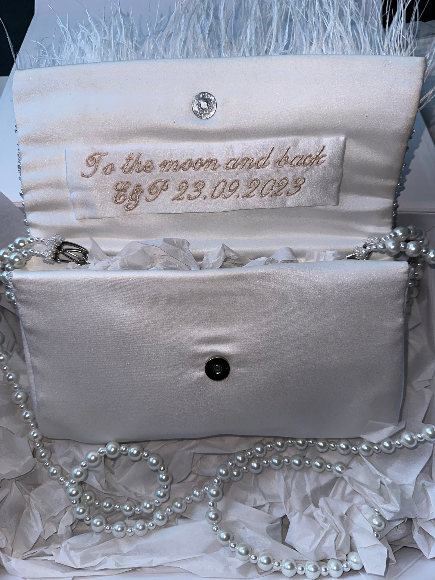 Ivory Hand beaded pearl bag