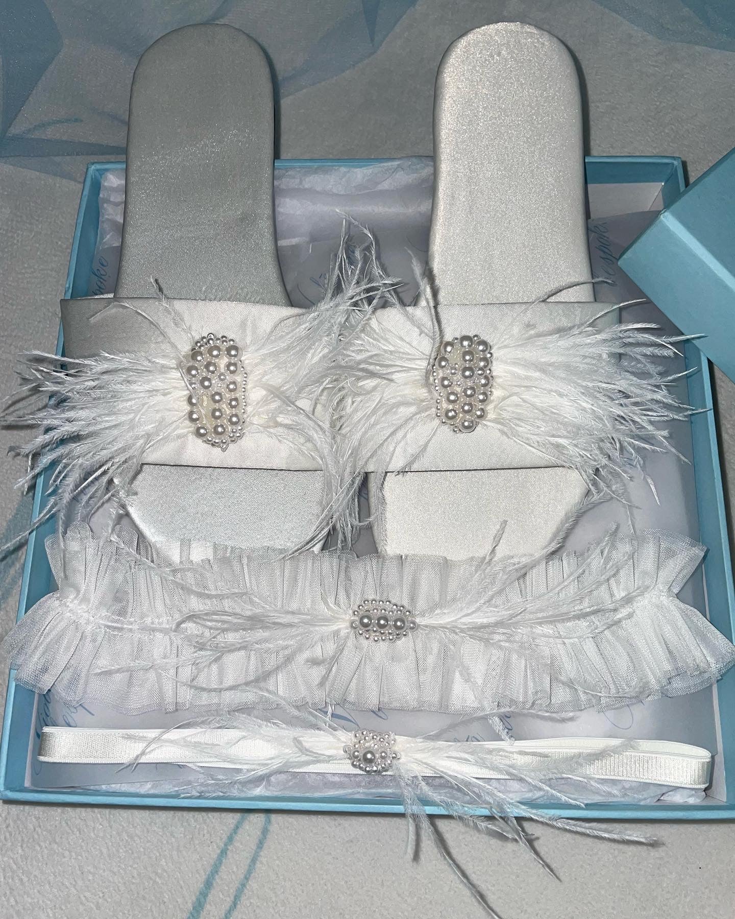 Ostrich Feather & Pearl Slippers