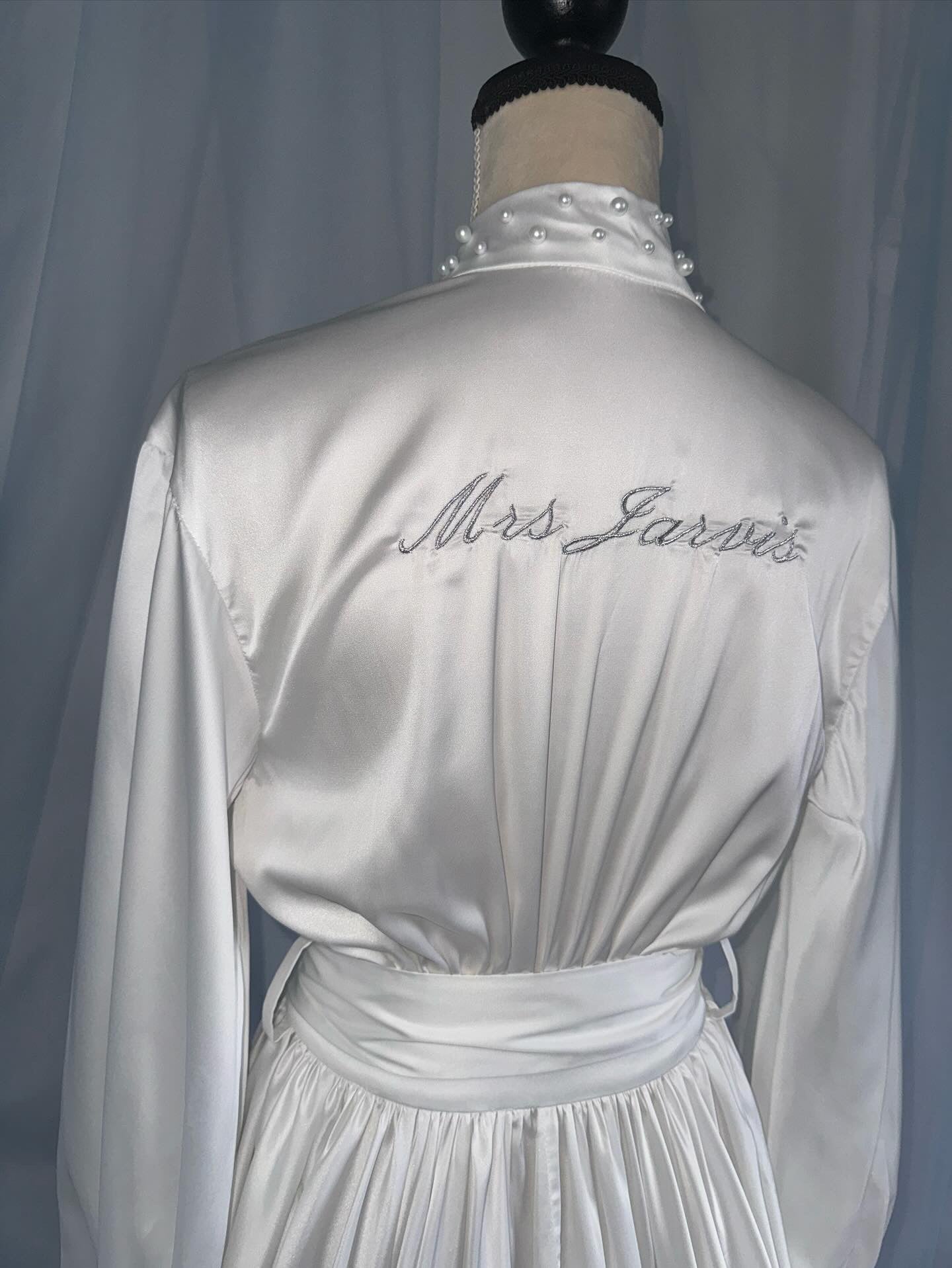 Pearl Trim Silk Gown