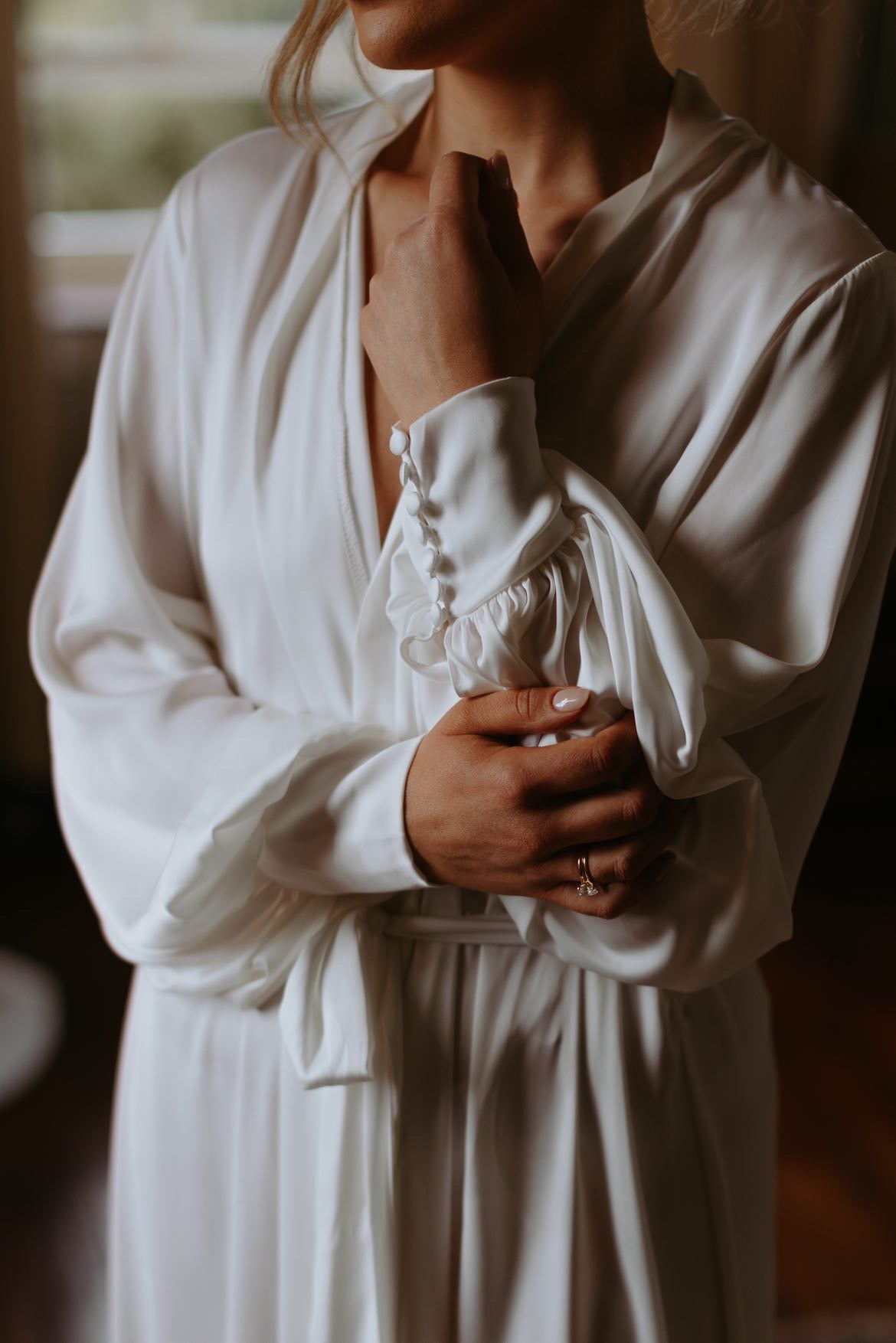 Silk Gown With Pearl Cuffs