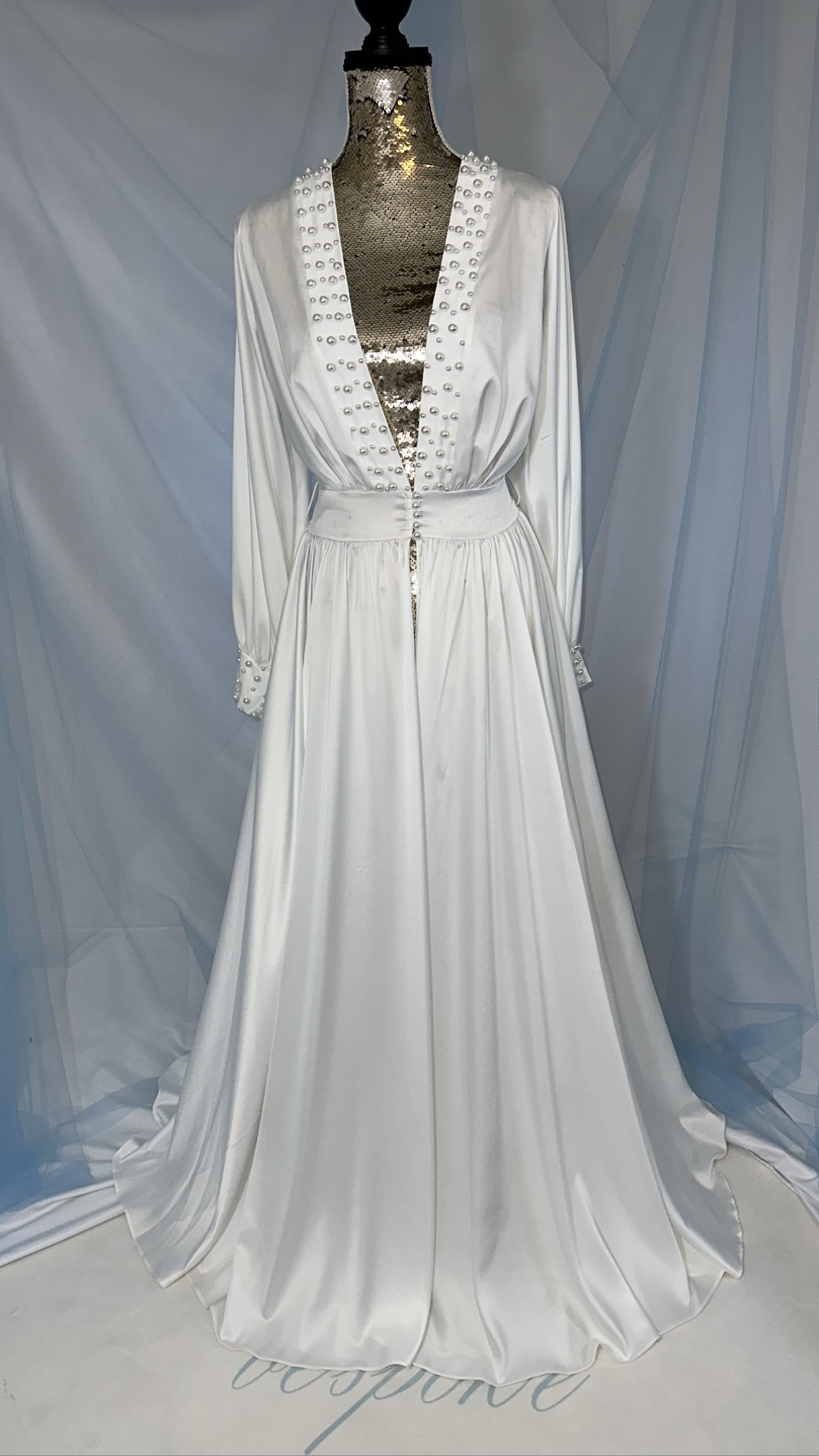 Silk Gown With Pearl Details