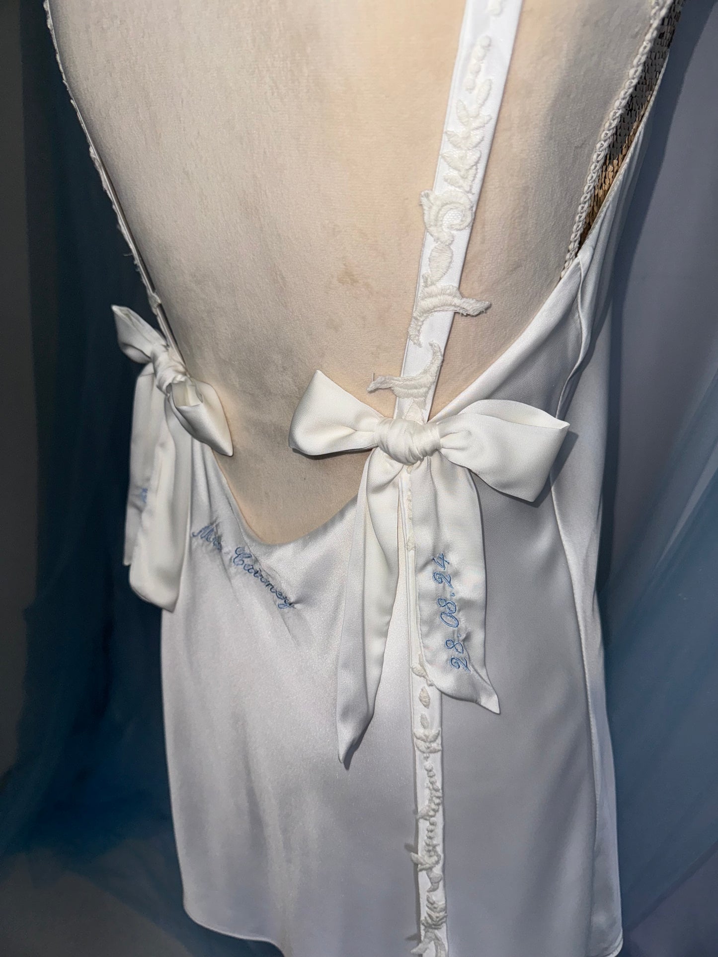 Lace & Ostrich Feather Silk Gown