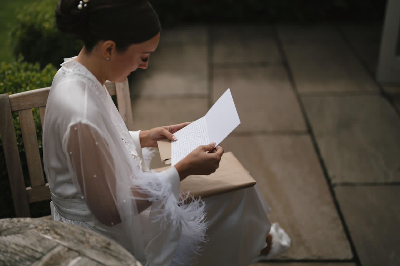 3/4 Length Pearl Trim Silk Gown