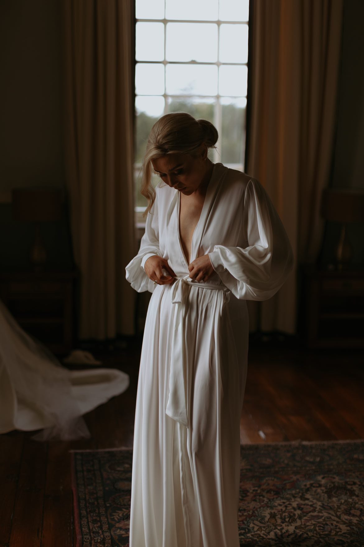 Silk Gown With Pearl Cuffs