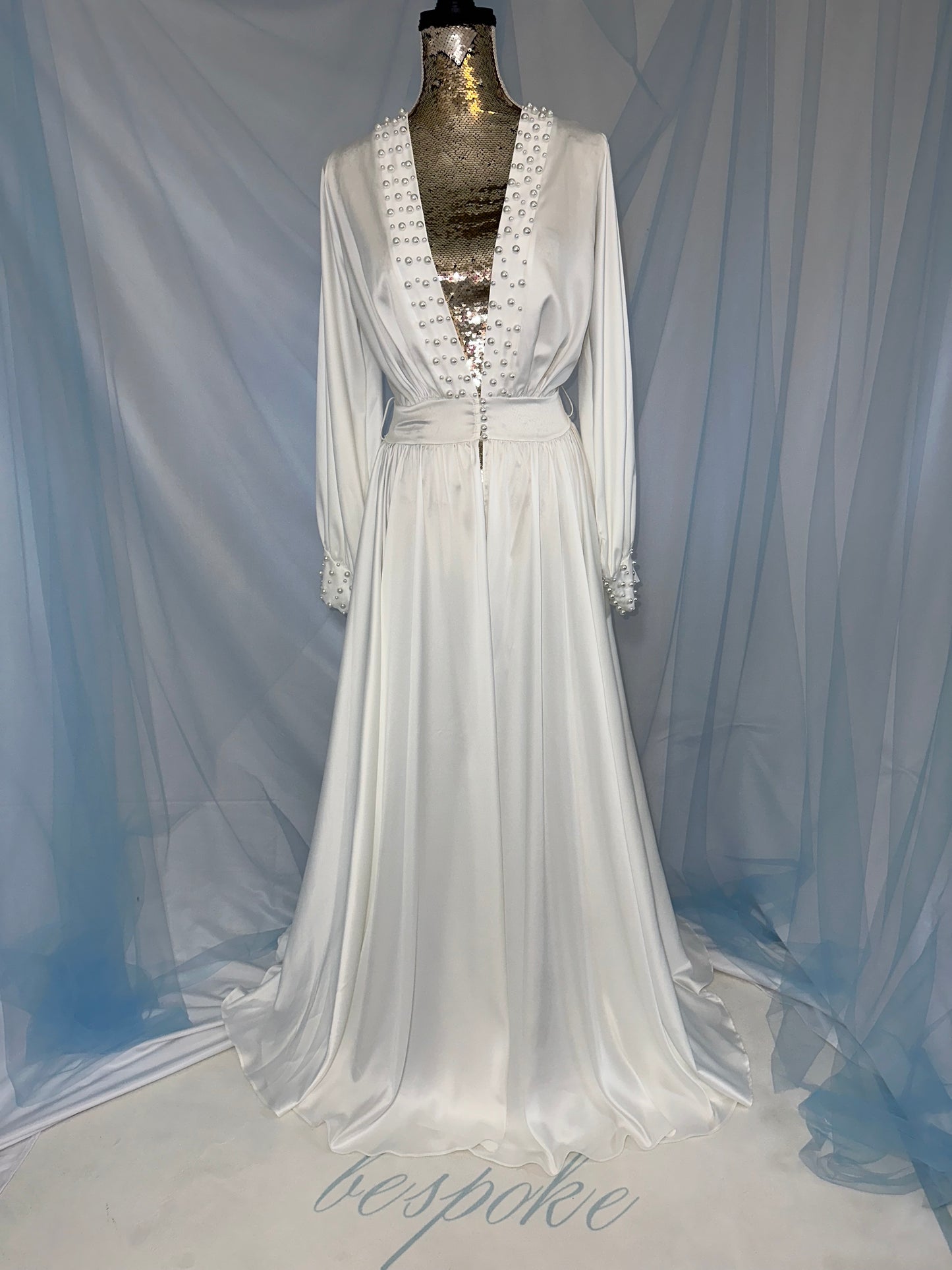 Silk Gown With Pearl Details