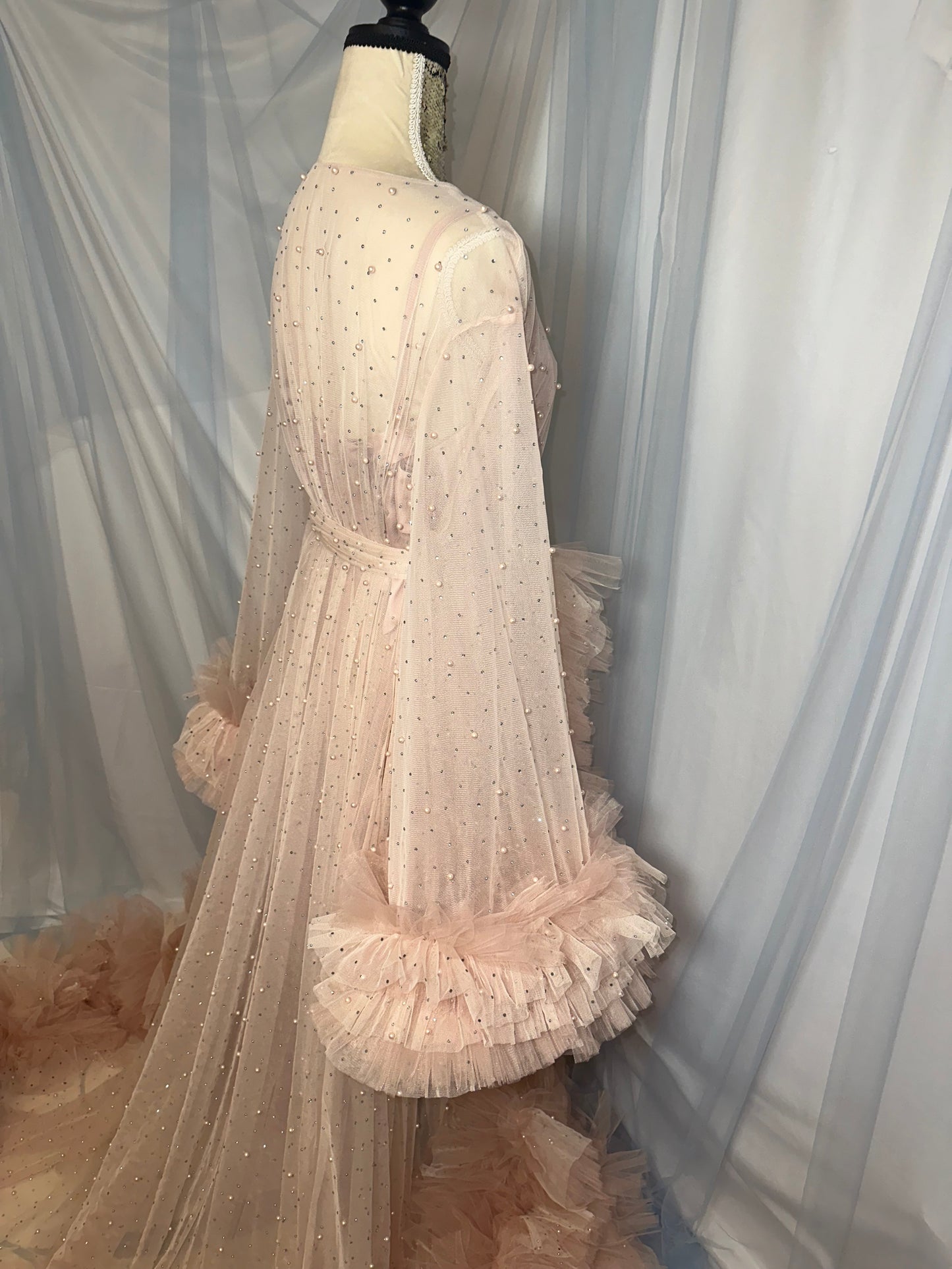 Blush Pink & Pearl Tulle Gown
