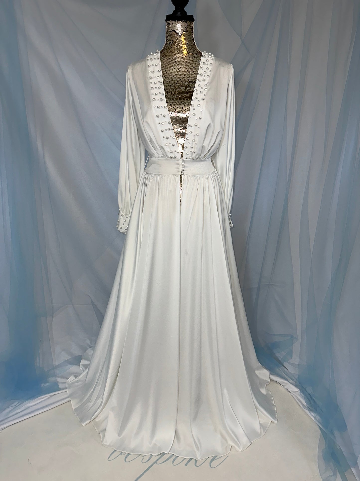 Silk Gown With Pearl Details