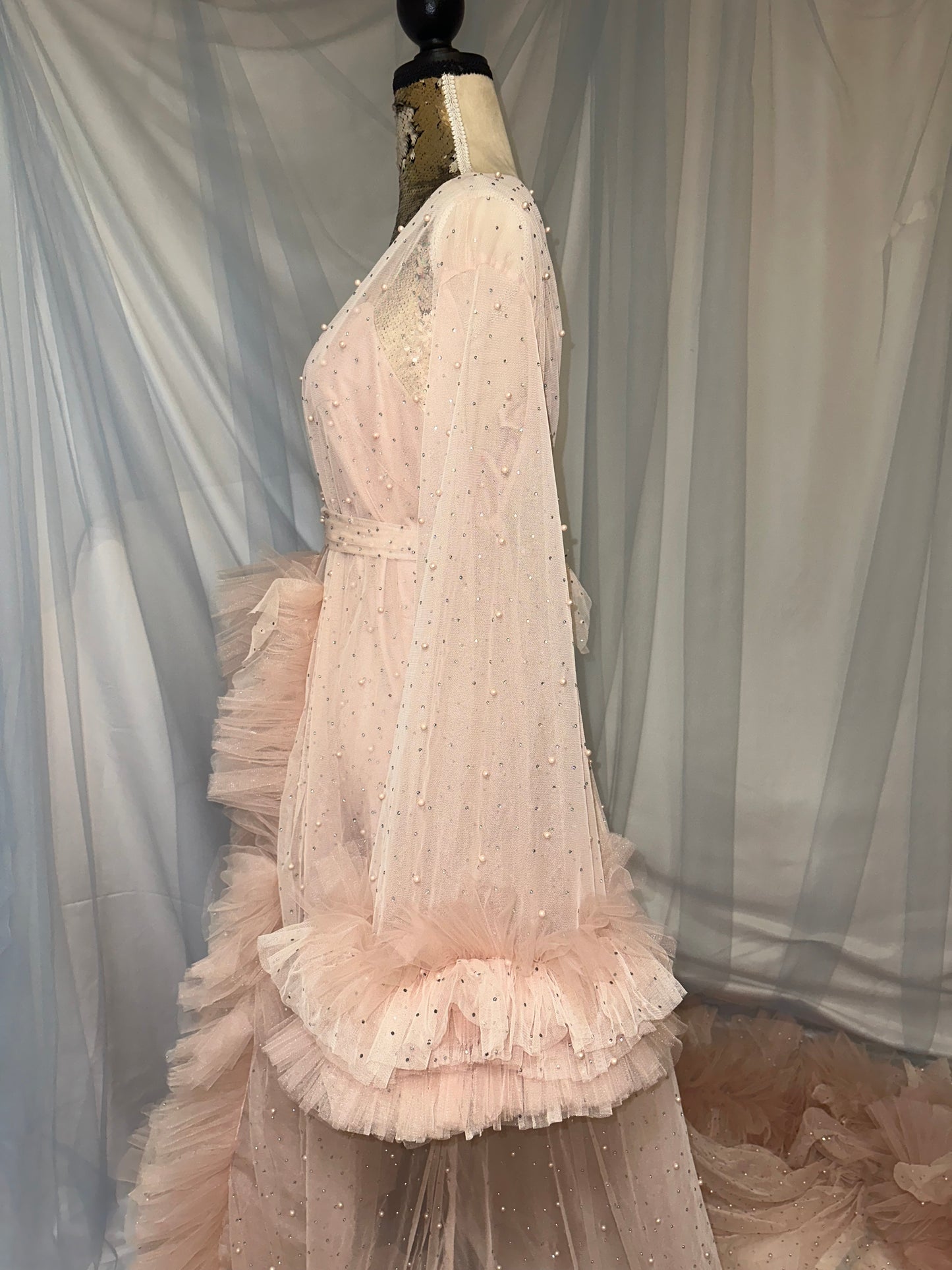 Blush Pink & Pearl Tulle Gown