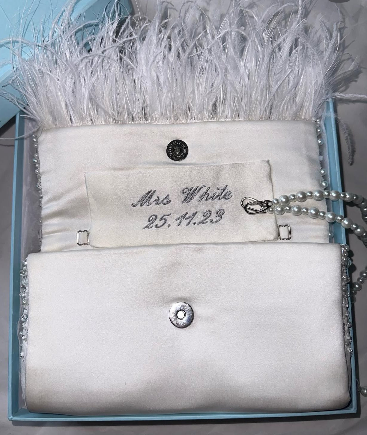 Ivory Lace Hand beaded pearl bag