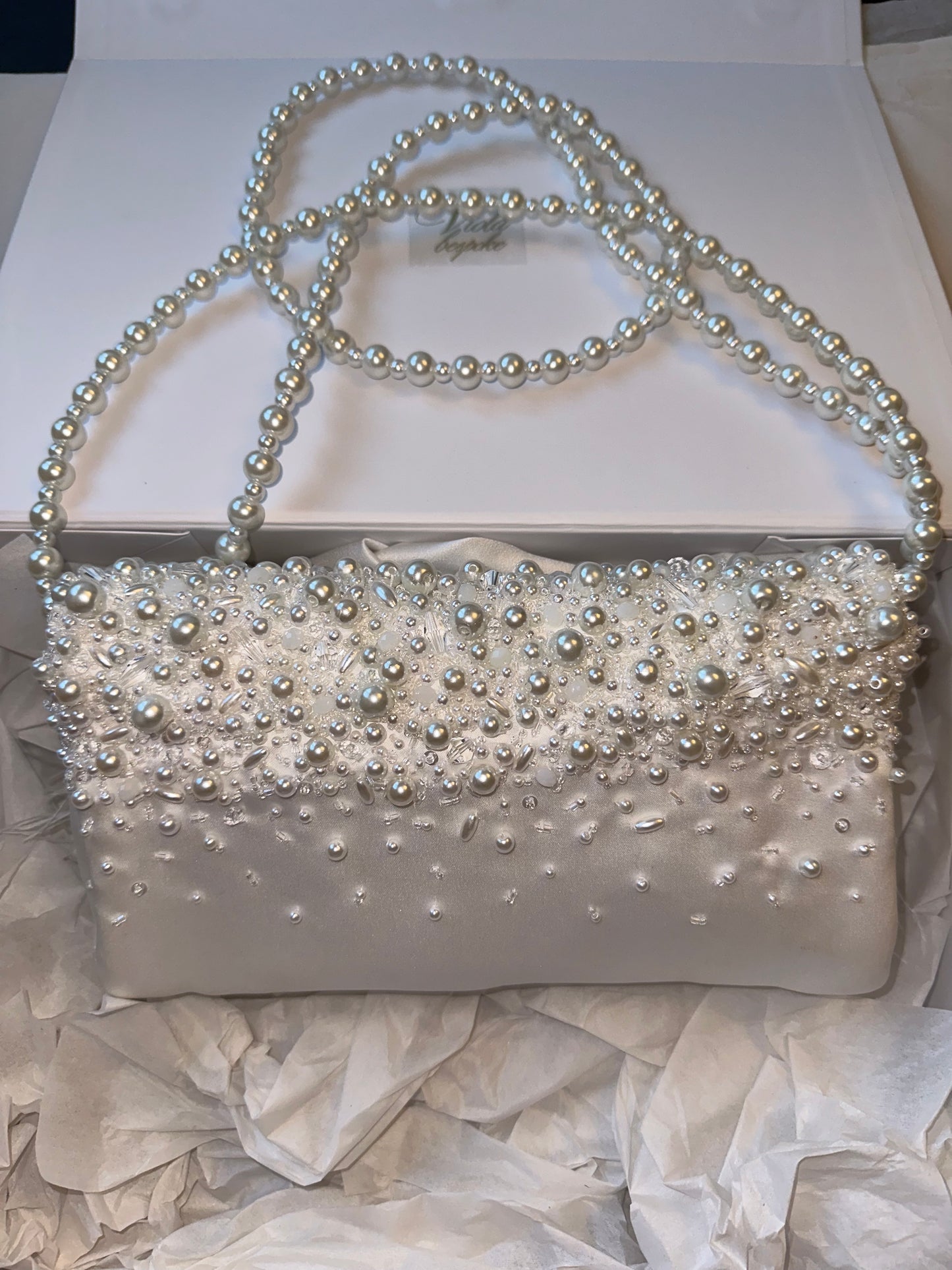 Ivory Hand beaded pearl bag