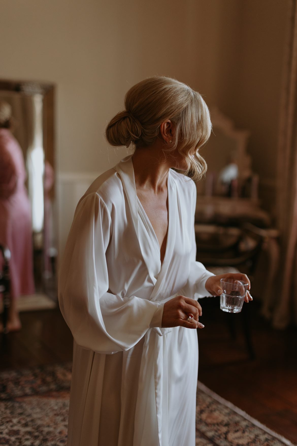 Silk Gown With Pearl Cuffs