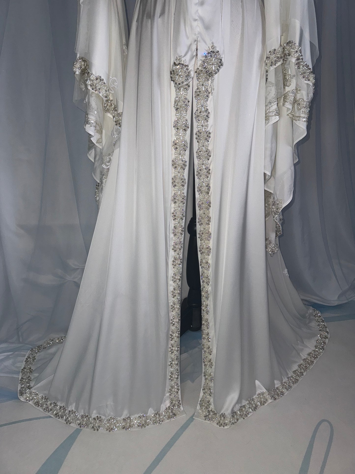 Hand Beaded Pearl & Sparkle Trim Gown
