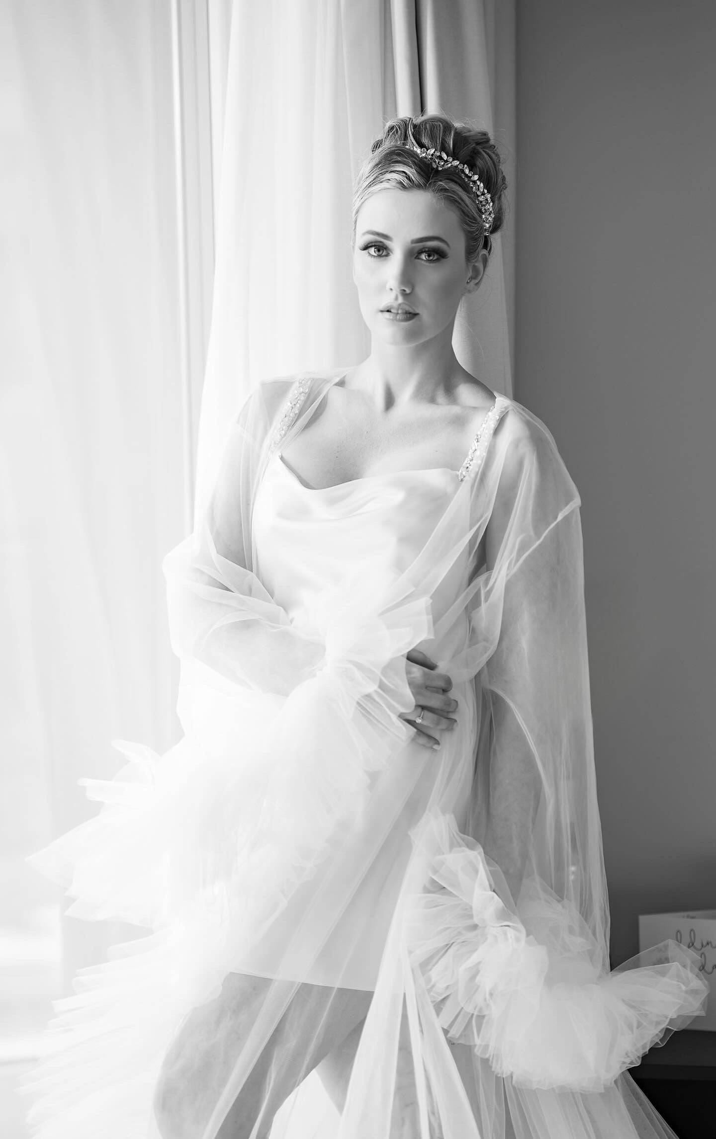 Ruffle Gown With Scattered Butterflies