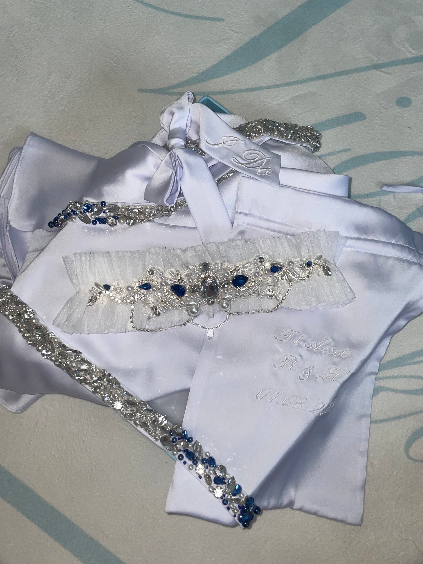 Silk Sparkle Cami With A Blue Trim
