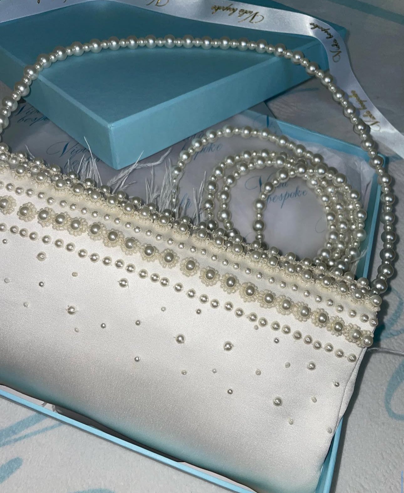 Ivory Jimmy Hand beaded pearl bag