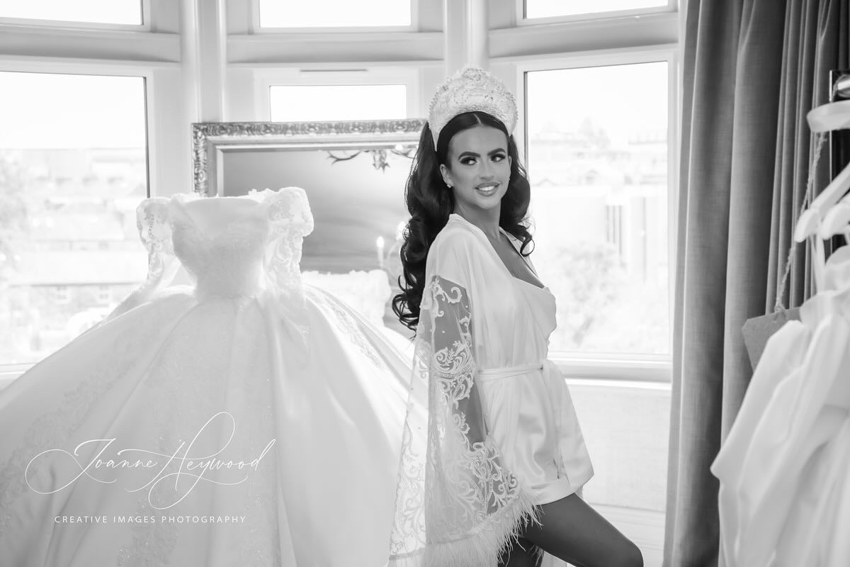 Lace & Ostrich Feather Silk Gown