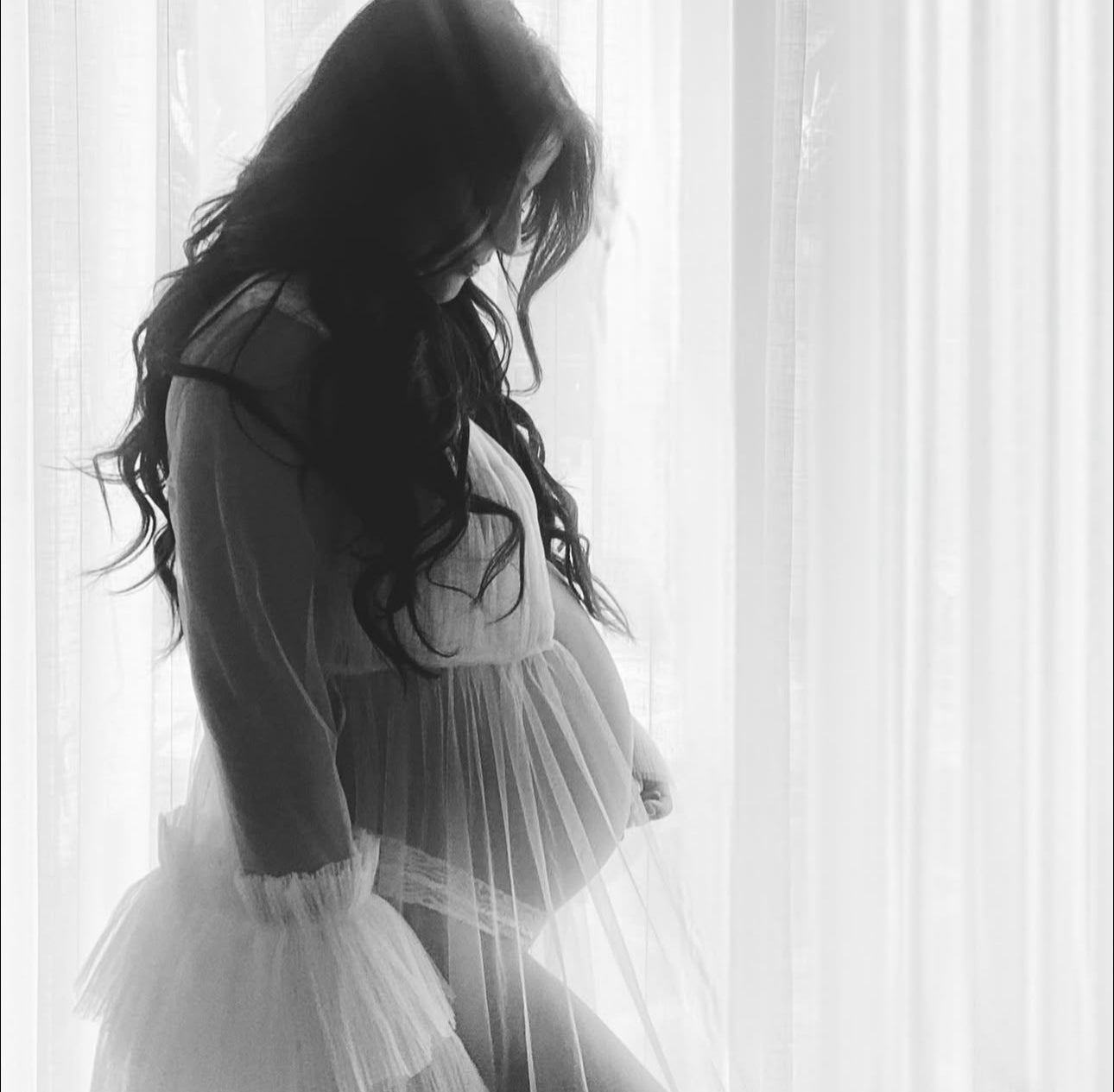 Maternity Nude Tulle Gown