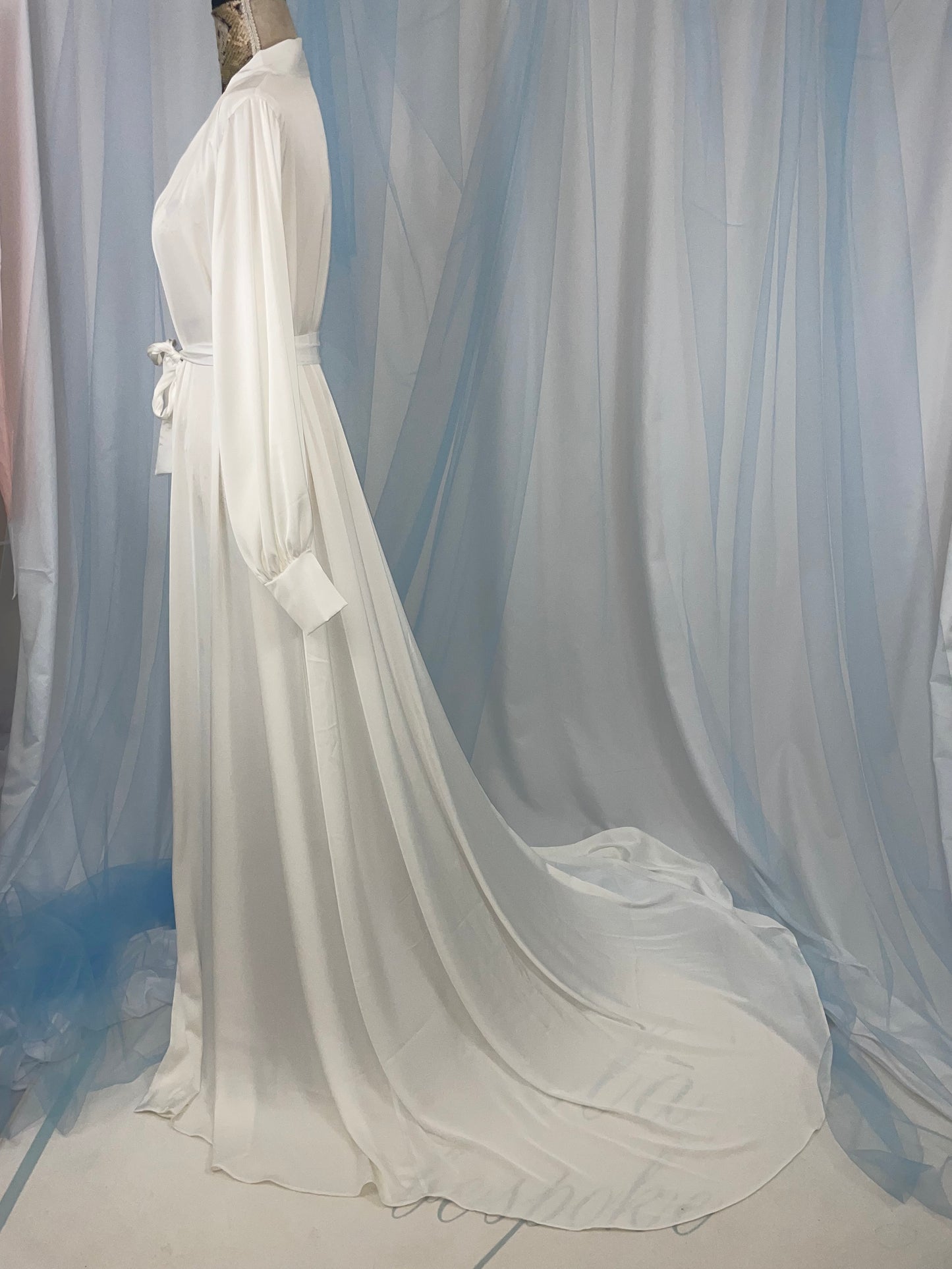 Silk Gown With Pearl Cuffs