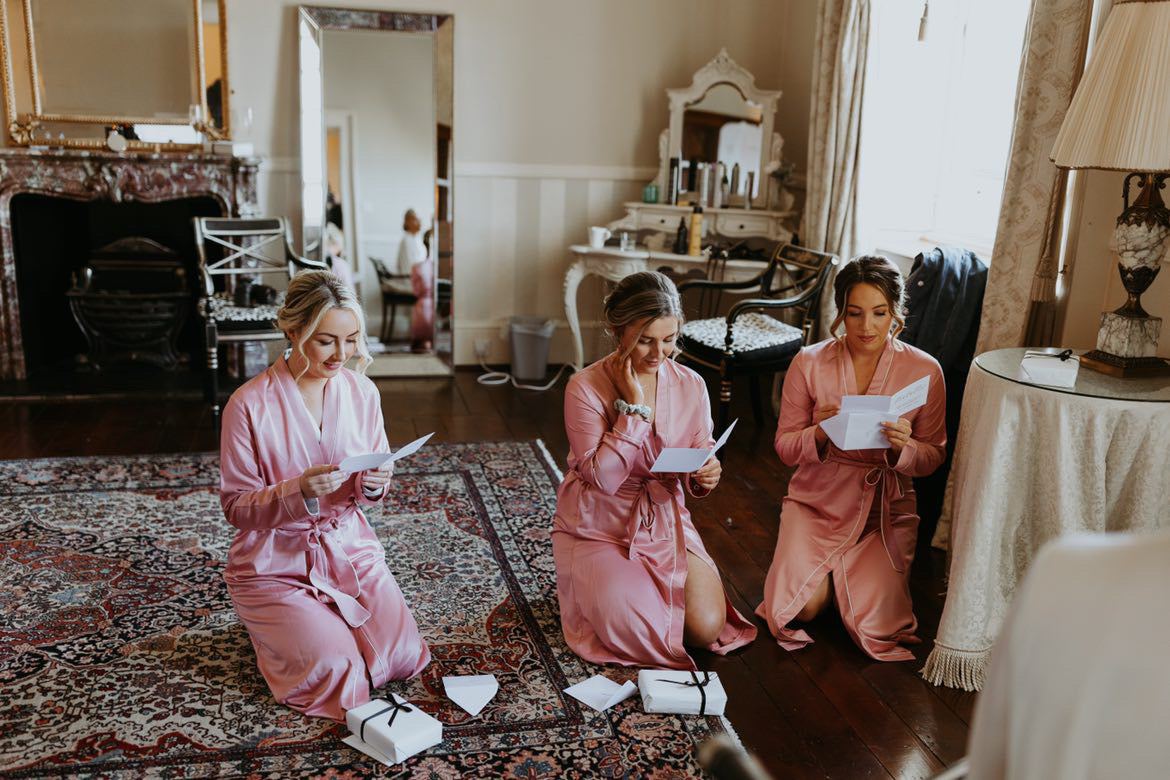 Blush Pink Robe & Ivory Trim