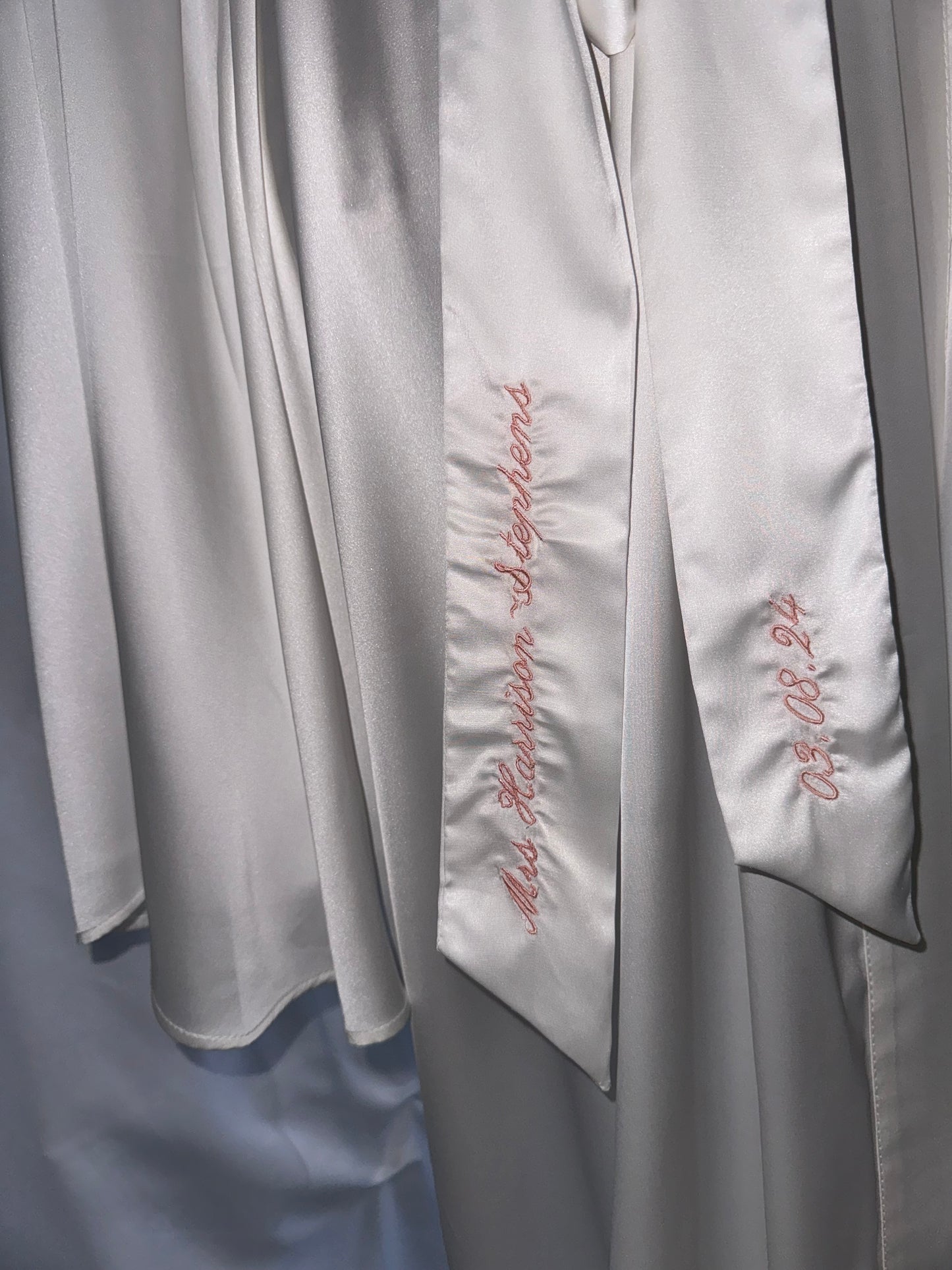 Silk Gown With A Wide Pearl Drop Sleeve