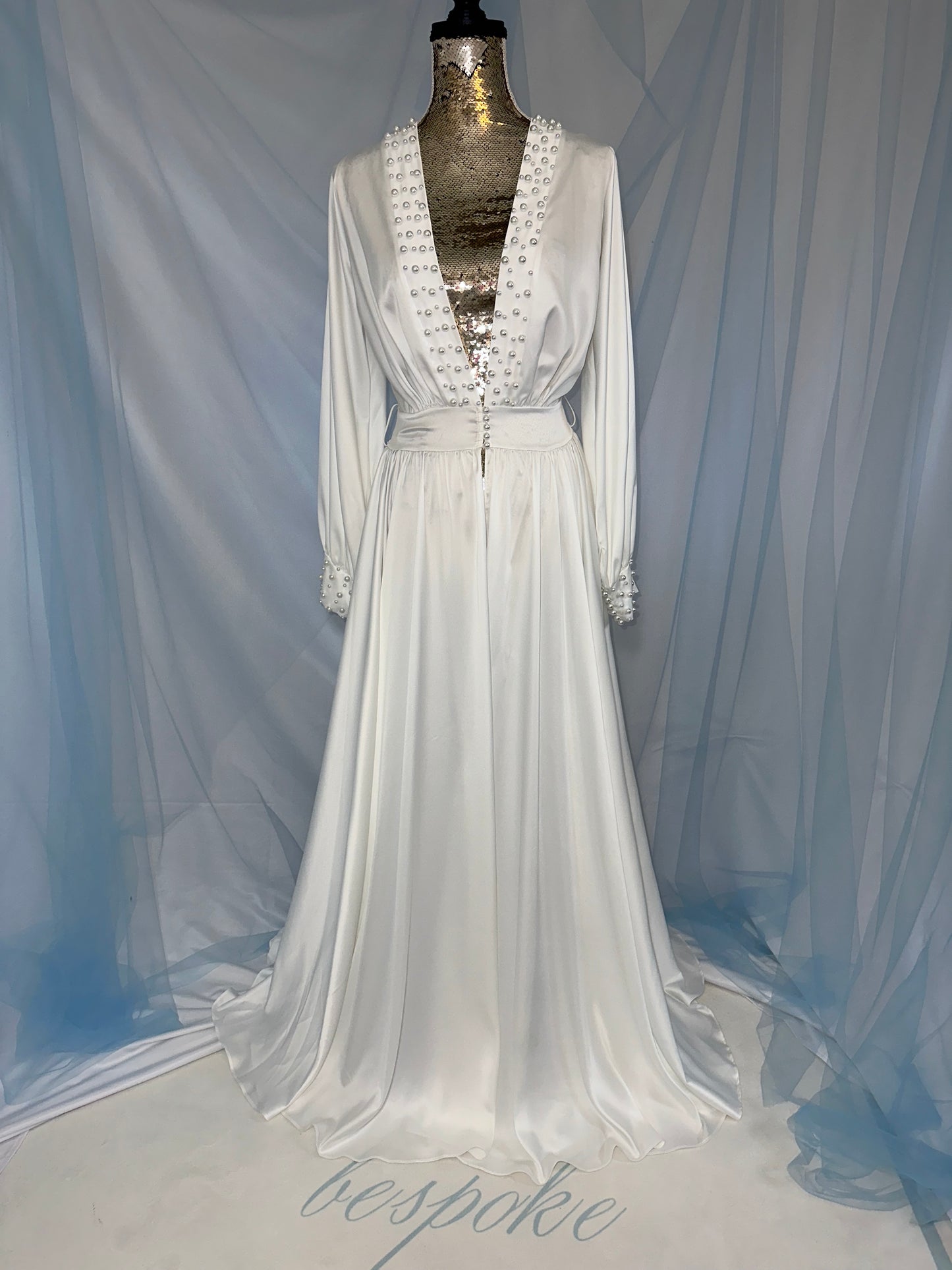 Silk Gown With Pearl Details