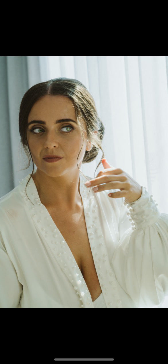 Pearl Trim Silk Gown