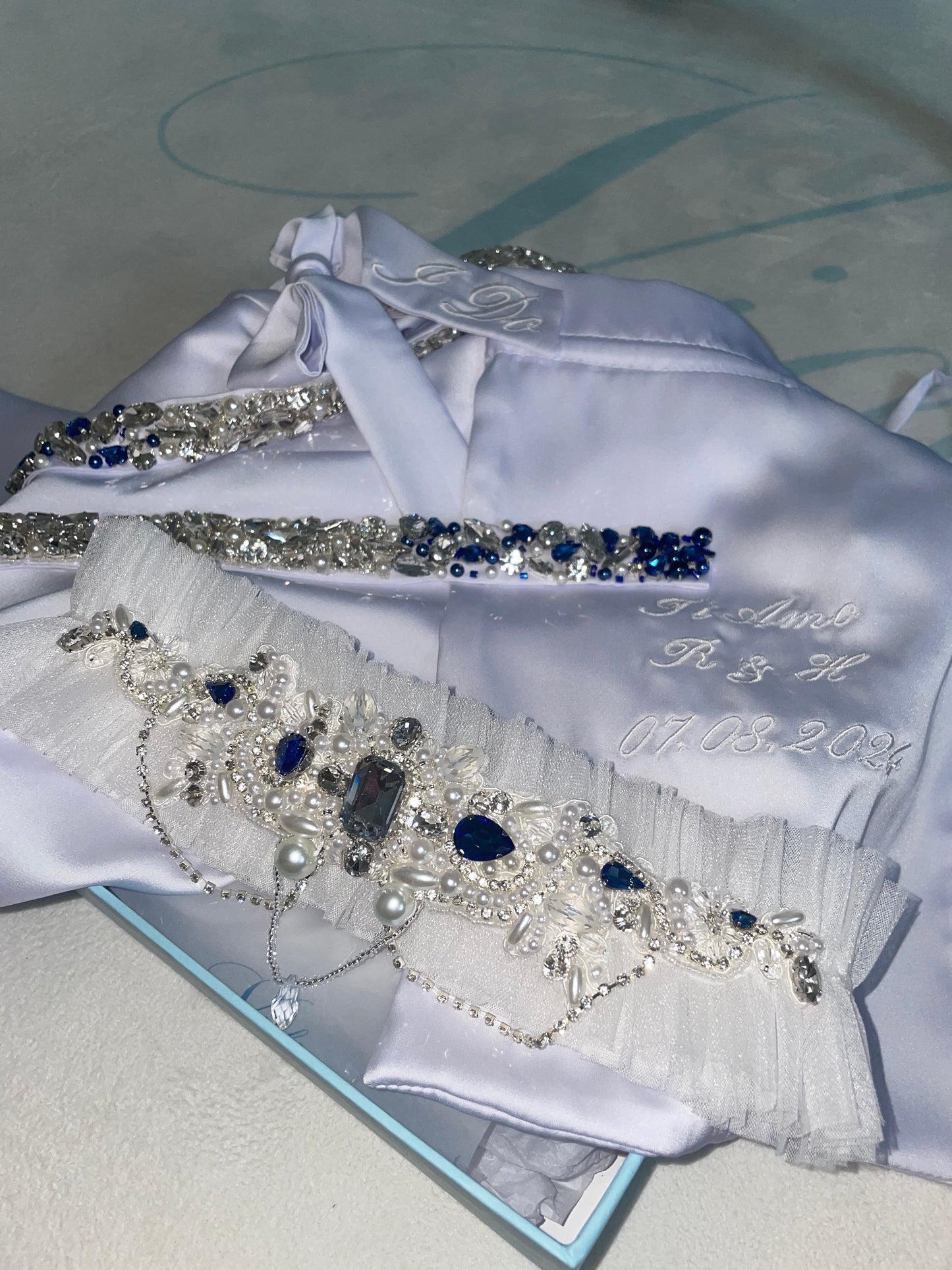 Silk Sparkle Cami With A Blue Trim