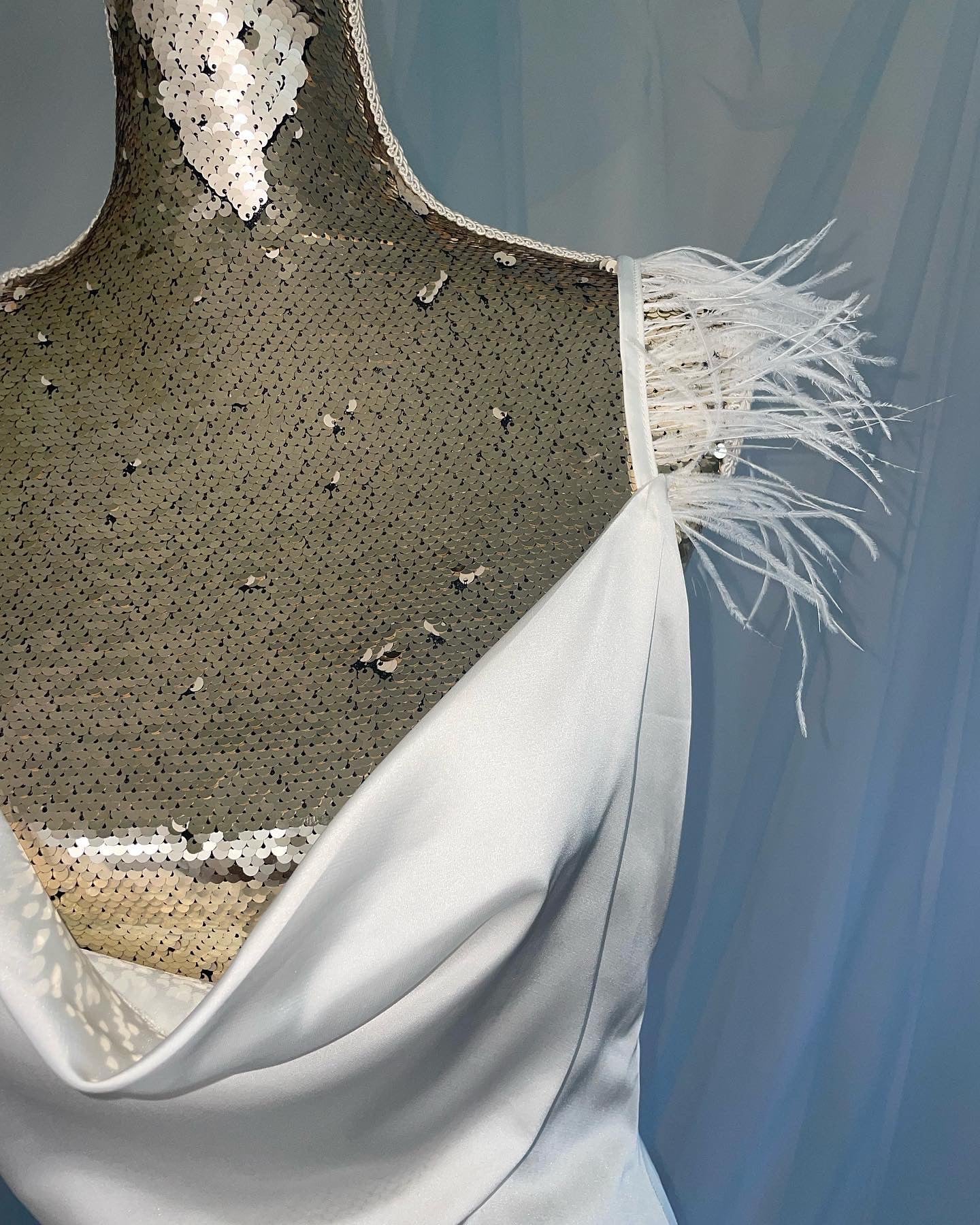 Ostrich Feather Satin Cami