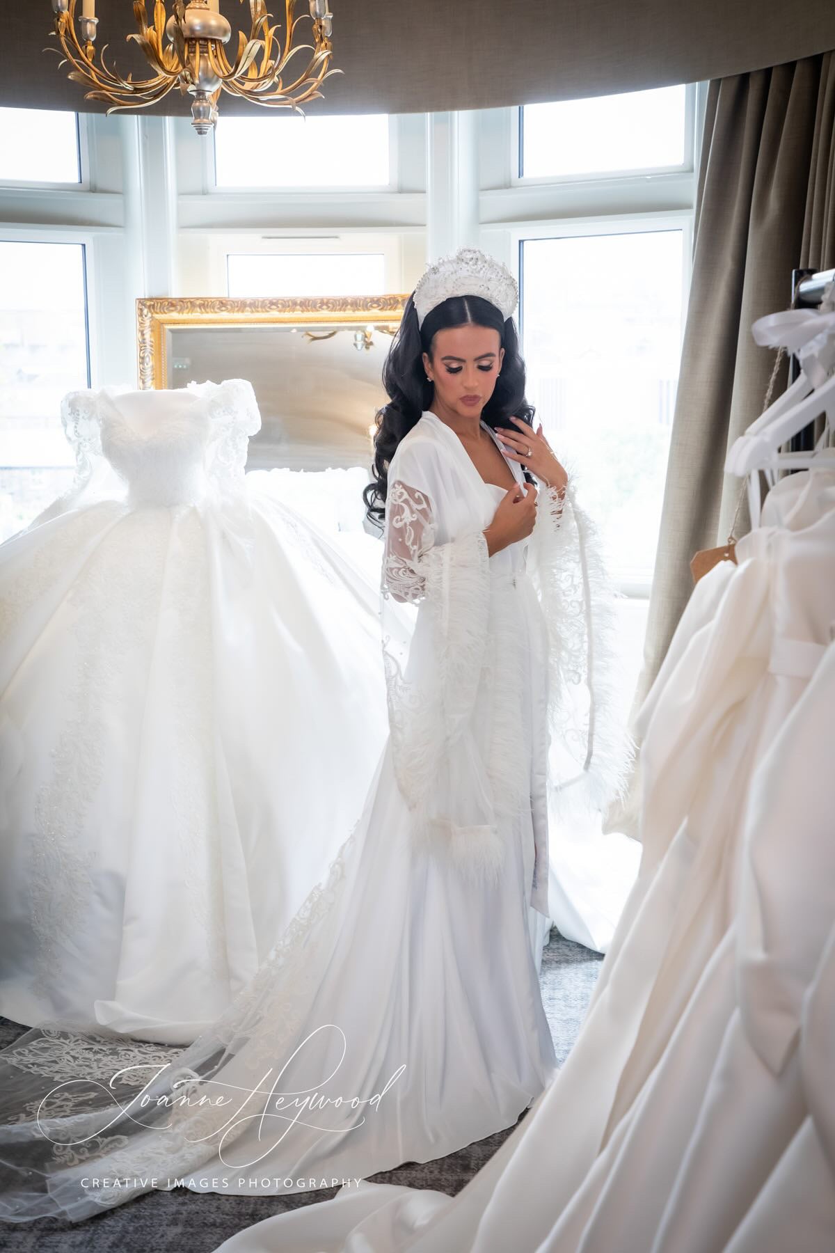 Lace & Ostrich Feather Silk Gown