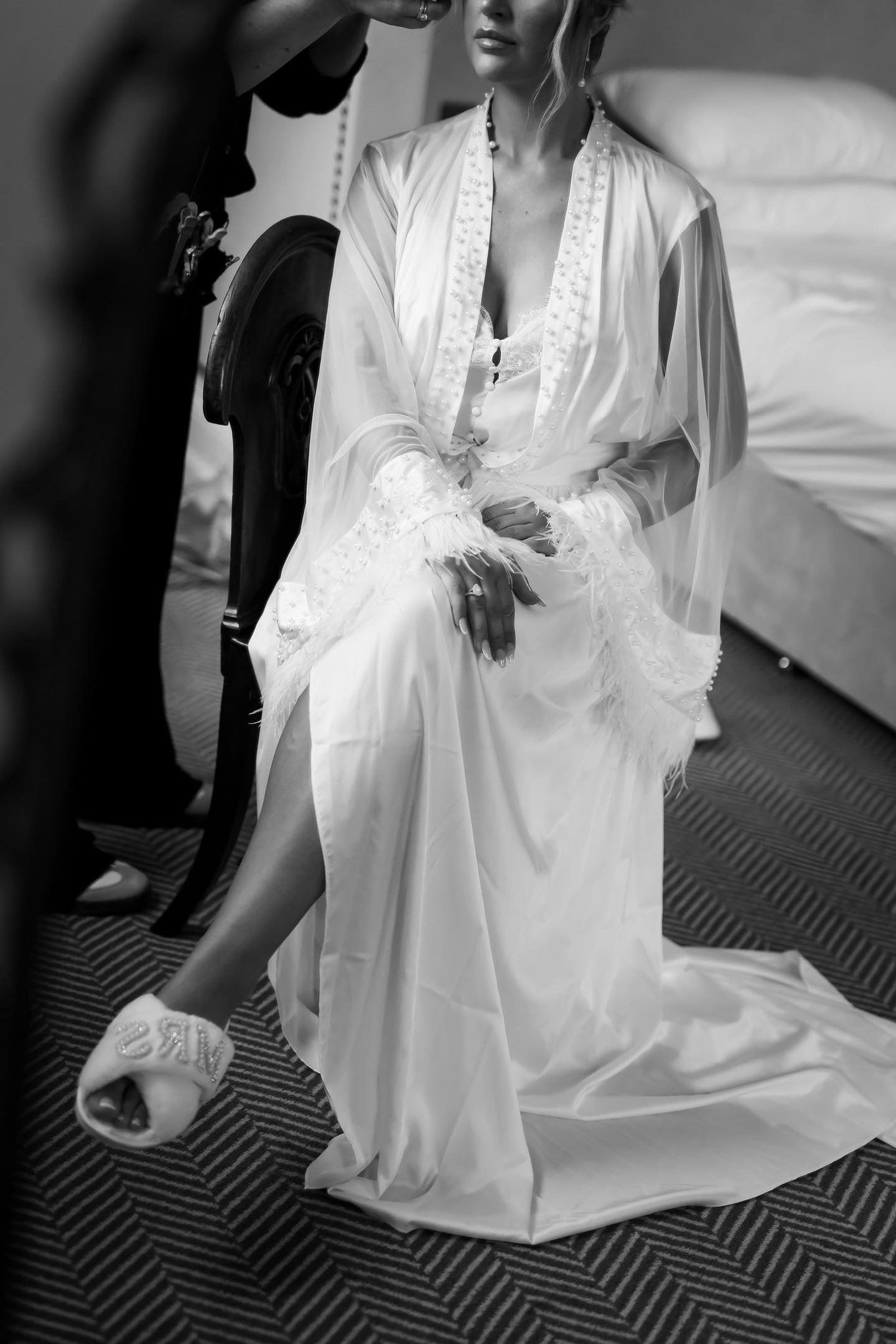 Pearl, Feather & Silk Gown