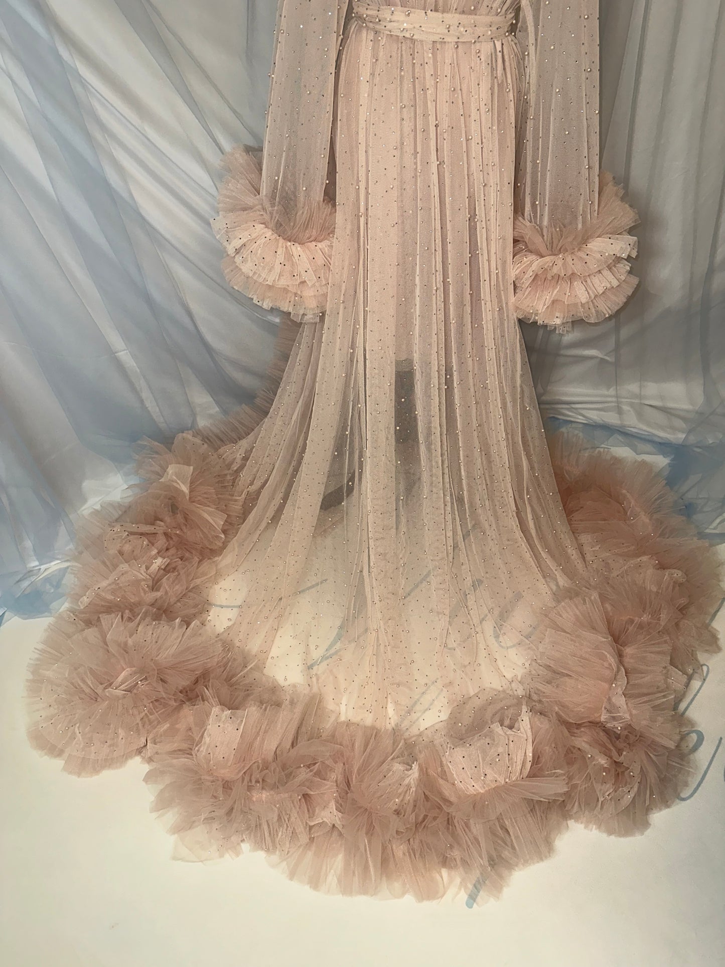 Blush Pink & Pearl Tulle Gown