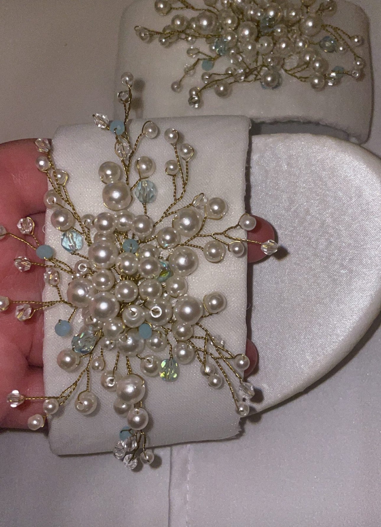 Pearl & Baby Blue Slippers