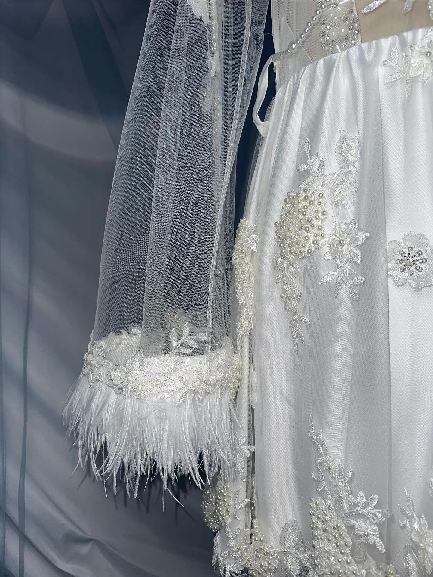 Fully Beaded Ostrich Feather Short Gown