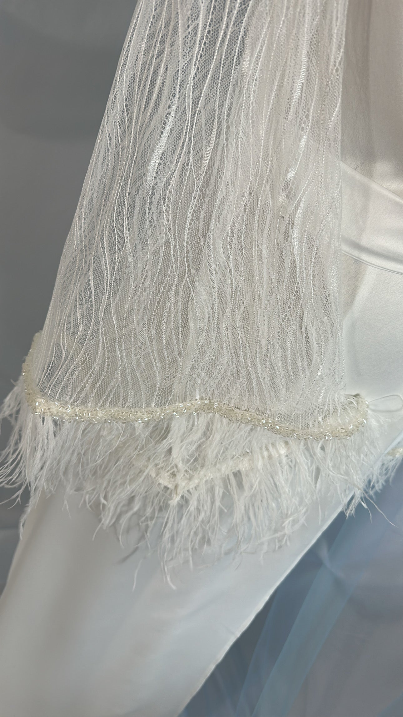 Cotton blend Tulle & Ostrich Gown
