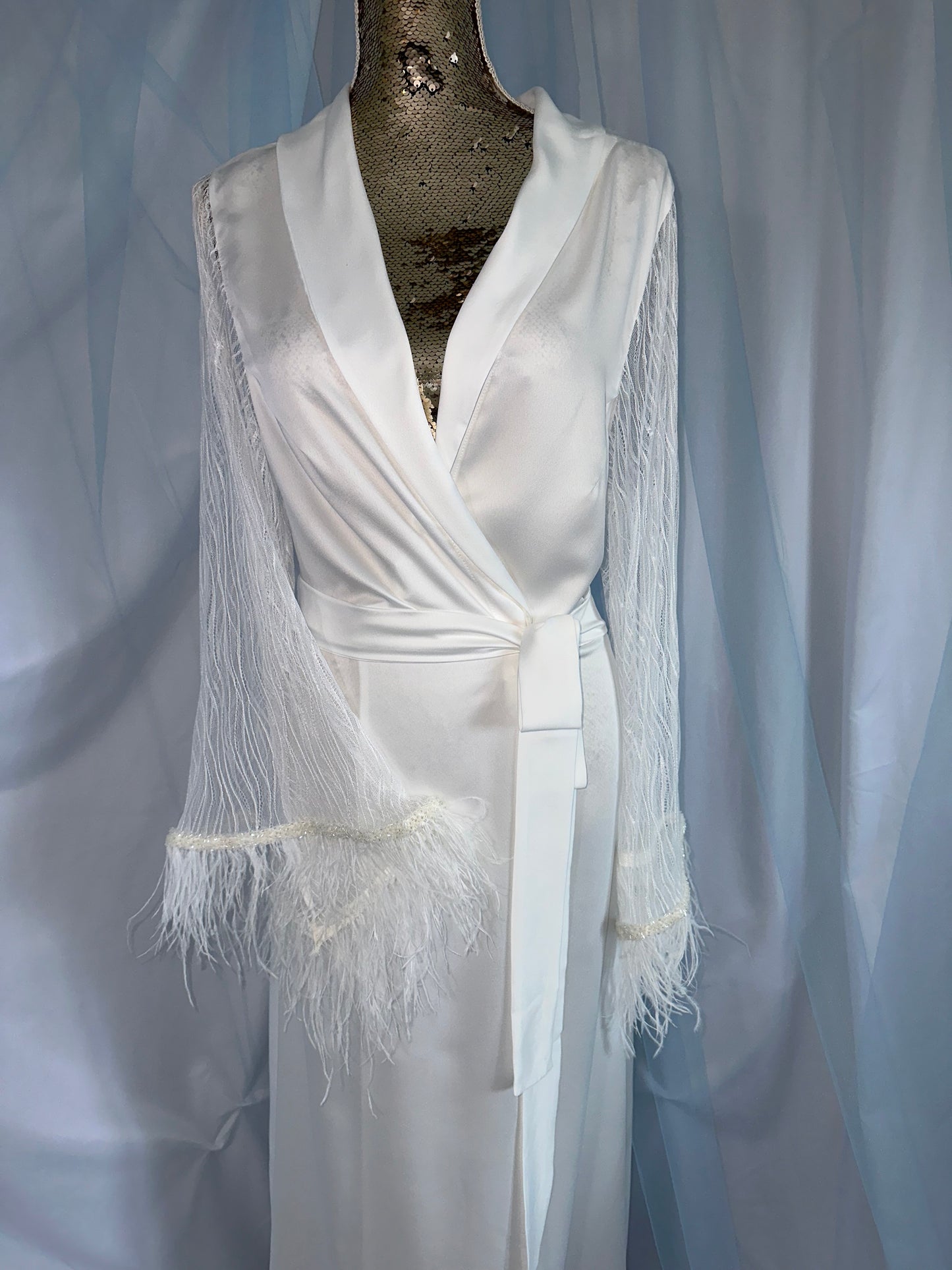 Cotton blend Tulle & Ostrich Gown