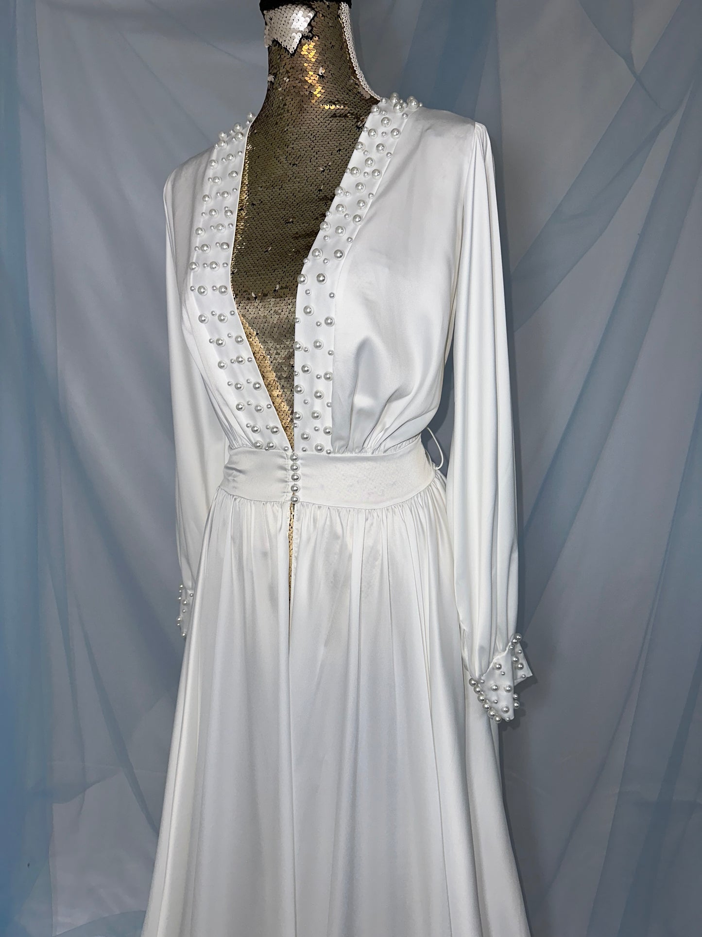 Silk Gown With Pearl Details