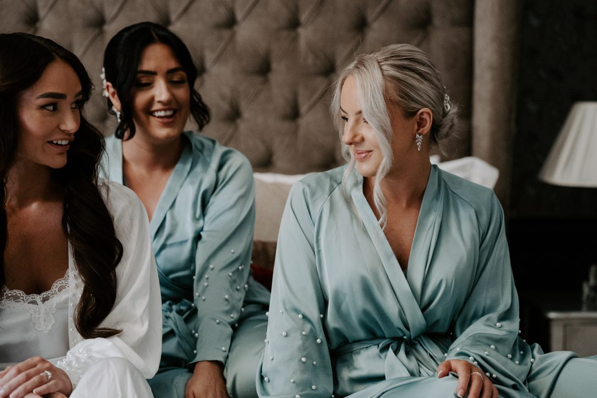 Green Robe & Pearl Trim