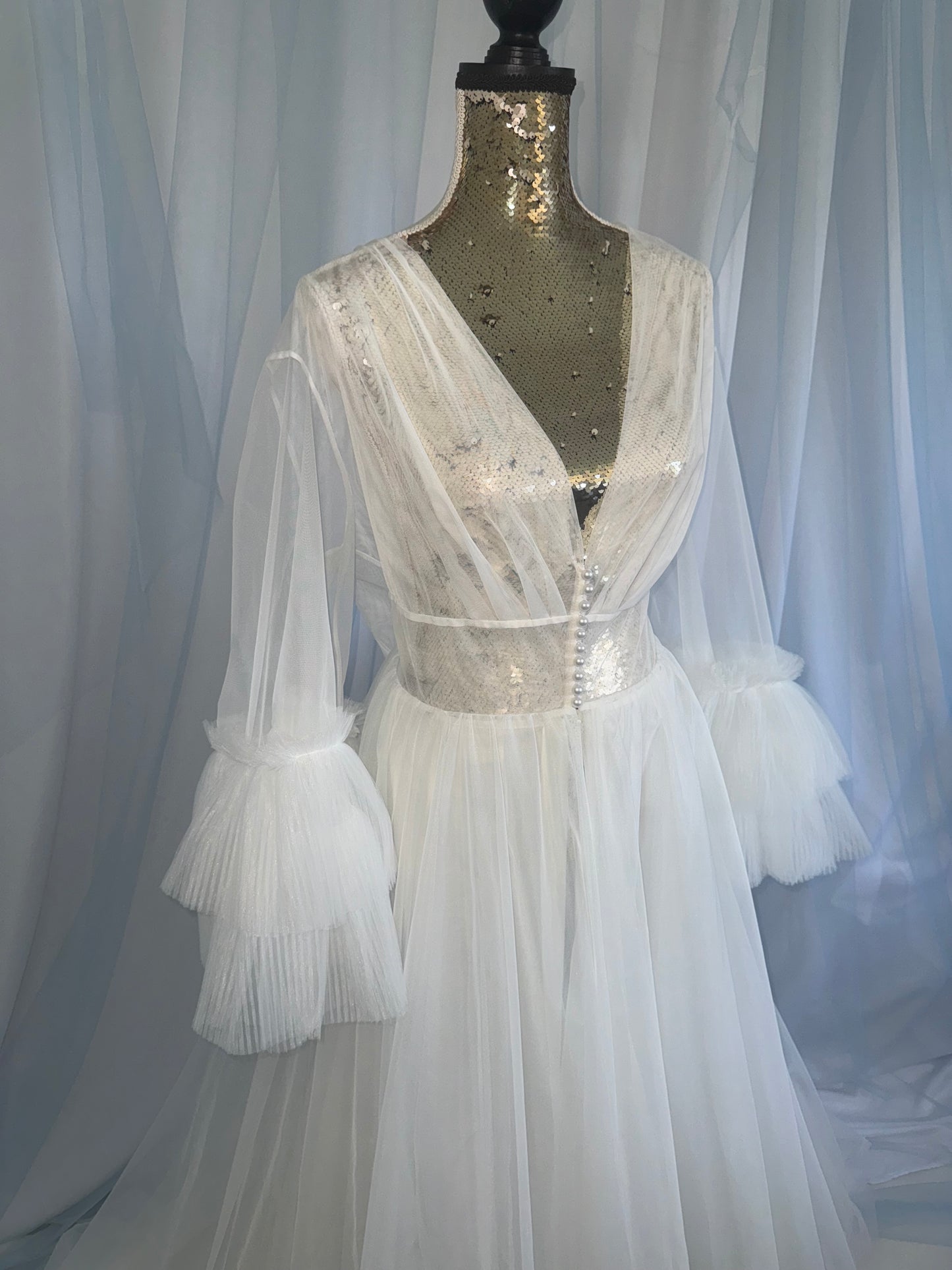 Tulle Gown With Pearl Buttons