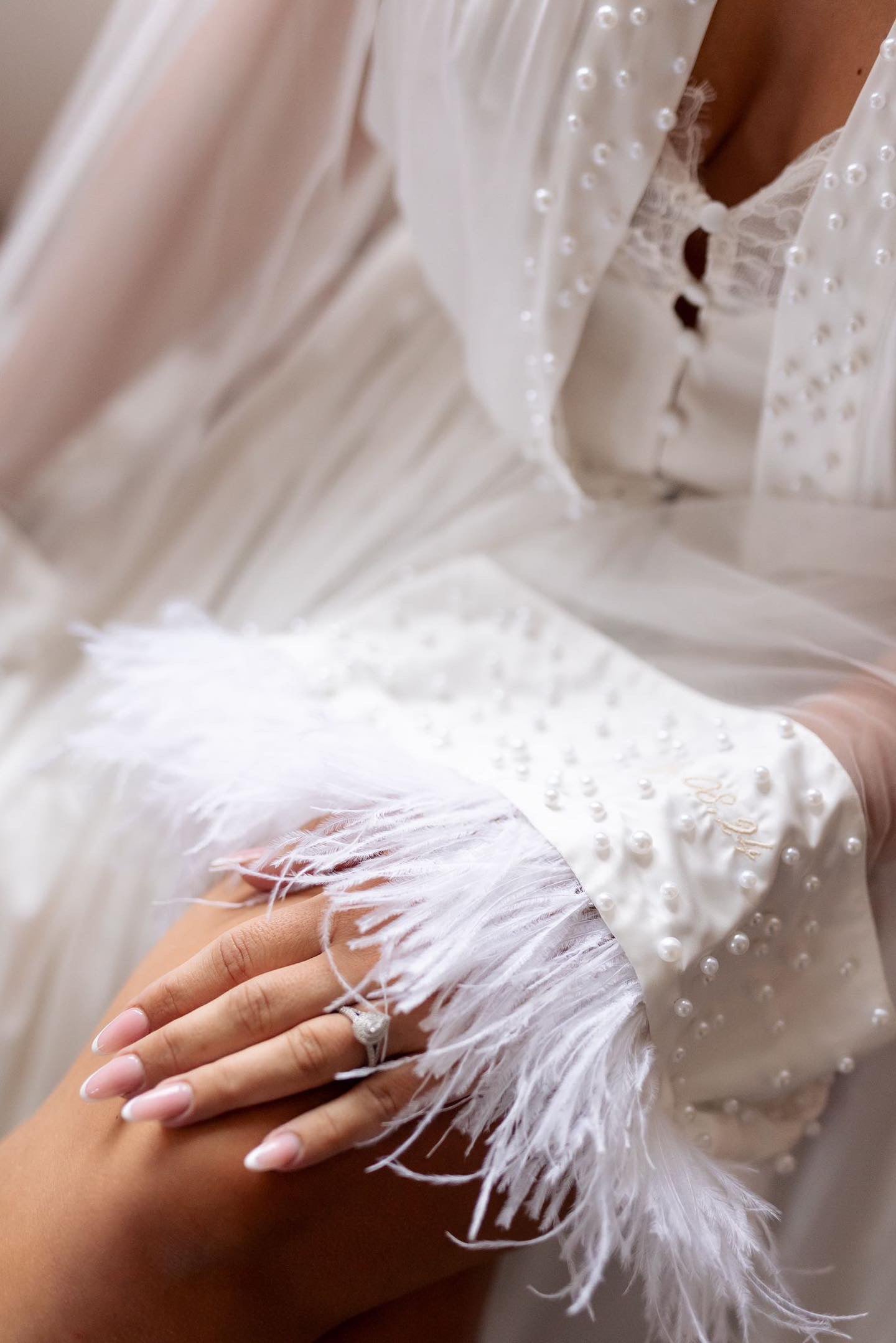 Pearl, Feather & Silk Gown