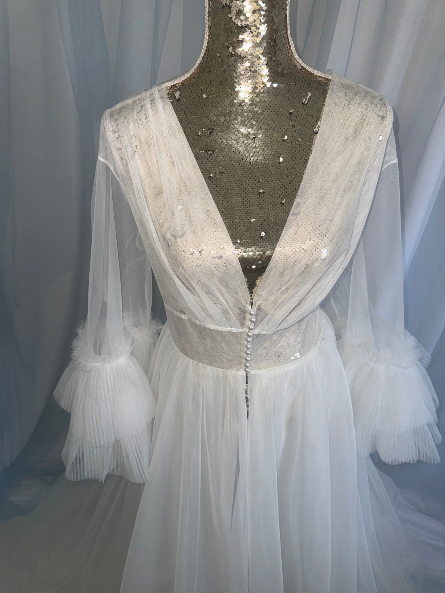 Tulle Gown With Pearl Buttons