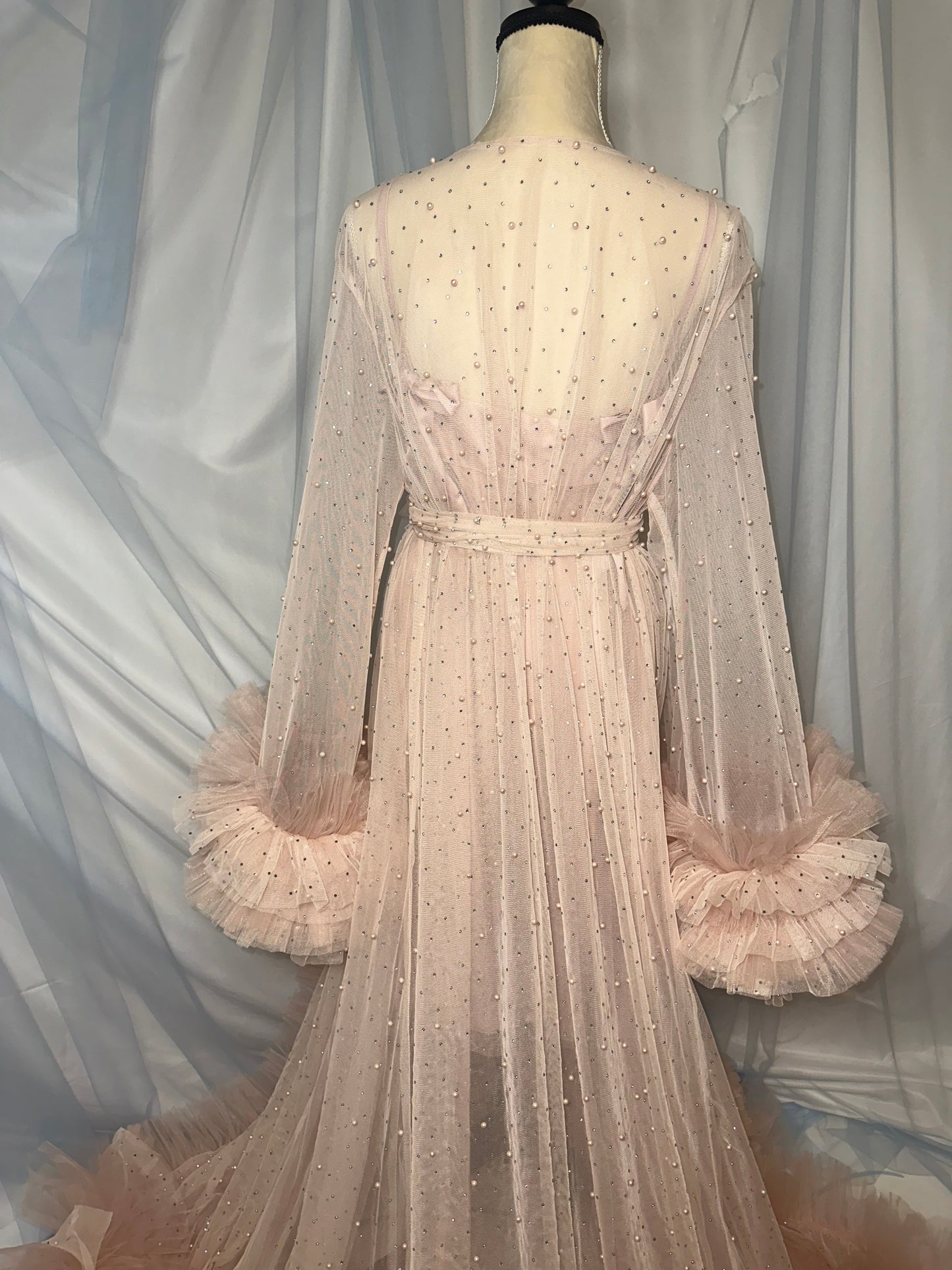 Blush Pink & Pearl Tulle Gown