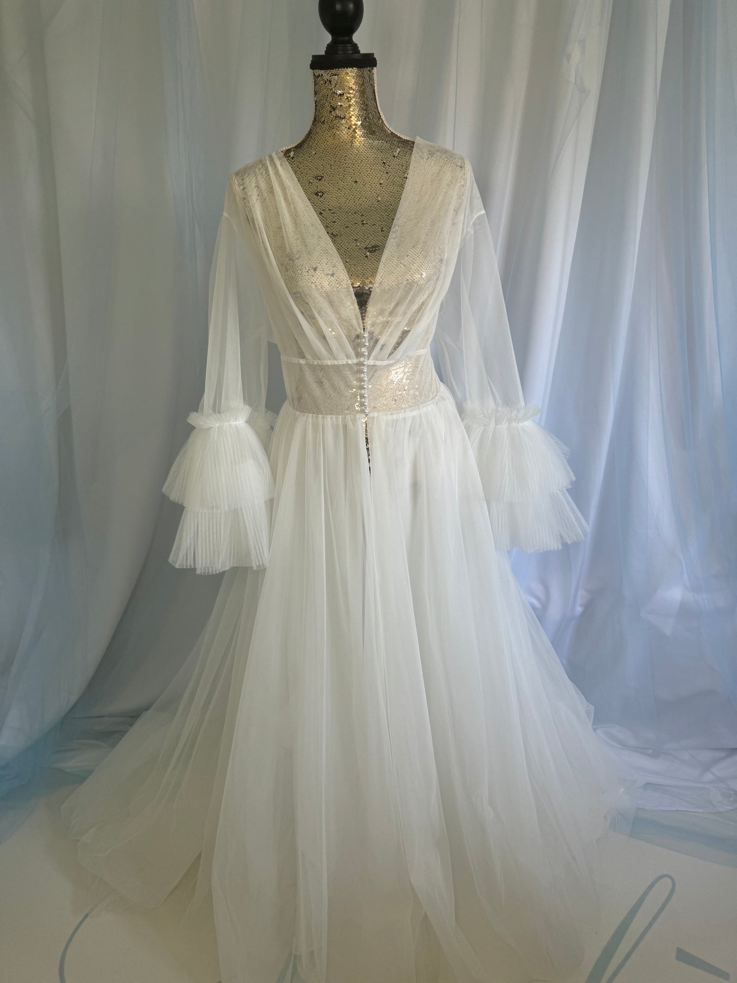 Tulle Gown With Pearl Buttons