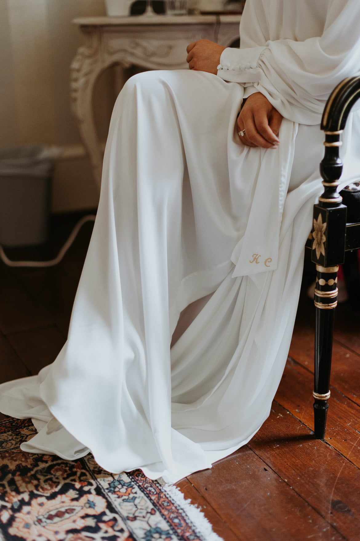 Silk Gown With Pearl Cuffs